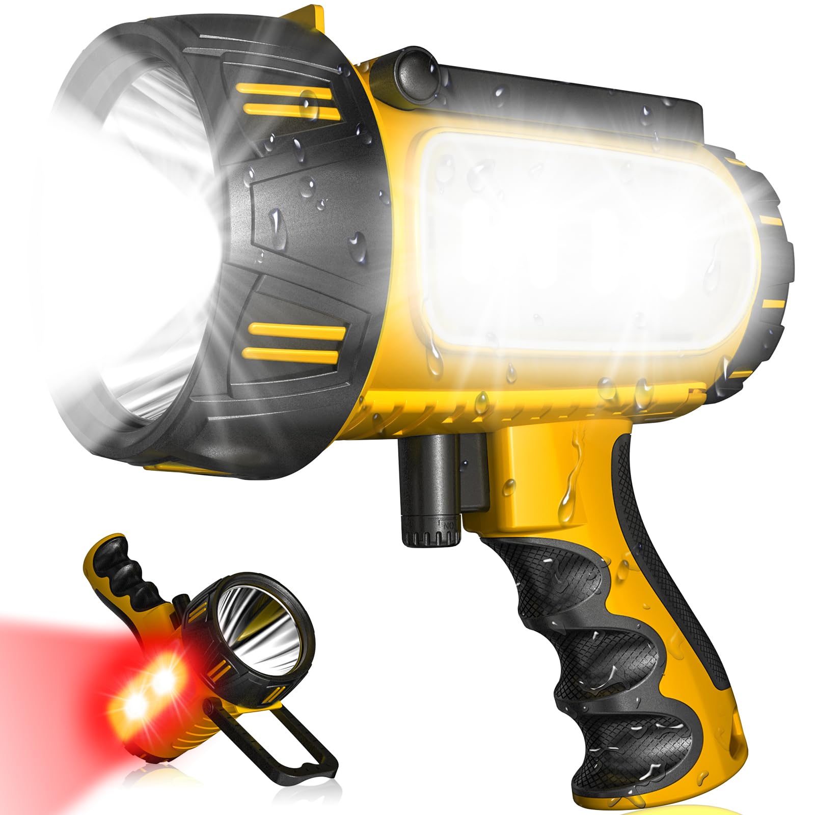 CHRMJERN 10000mAh Rechargeable Spotlight 90000 Lumen Flashlight, Yellow, Model FL1, Outdoor Runtime 48+ Hrs with Tripod
