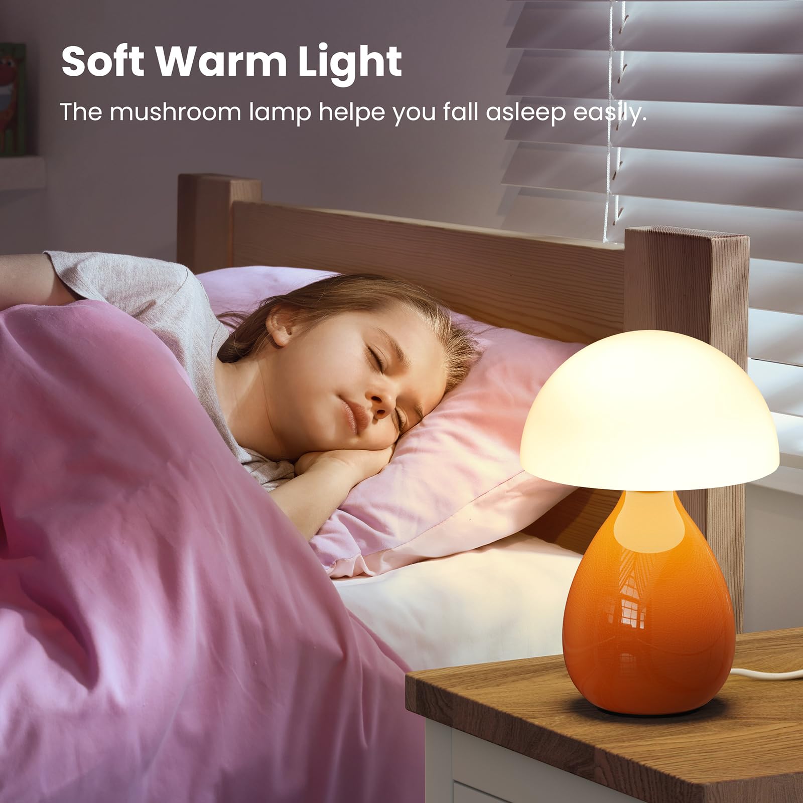 Vanbolon Mushroom Lamp, Mini Modern Lamp Small Vintage Table Bedside Nightstand Light, Small Light Dimmable For Bedroom, Living