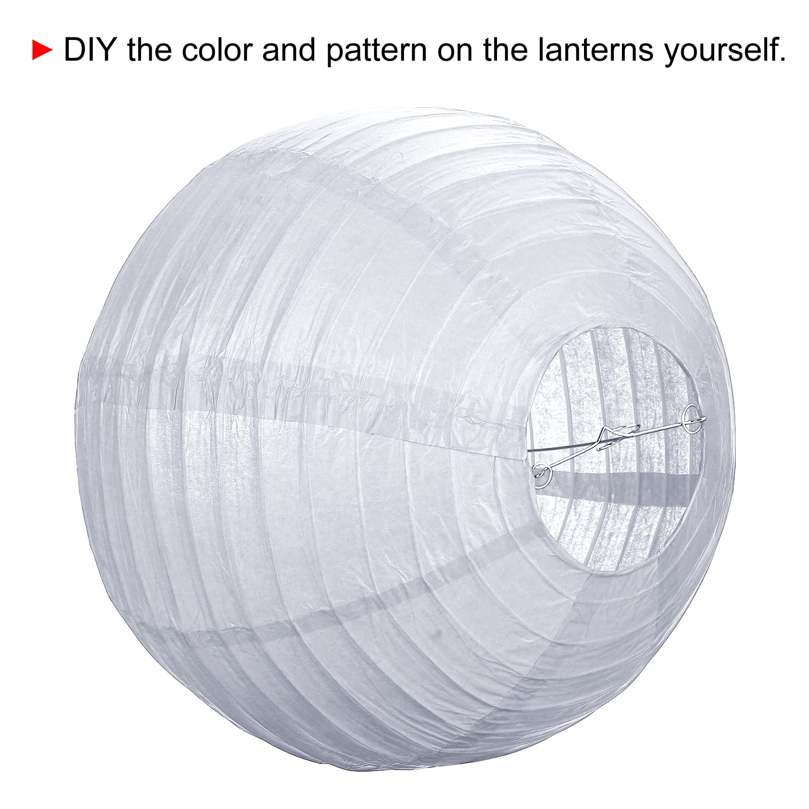 Patikil 12 Inch Paper Lanterns, 6 Pack Round Folding Hanging Lamp Shade For Wedding Home Party Festival Celebration, Silver