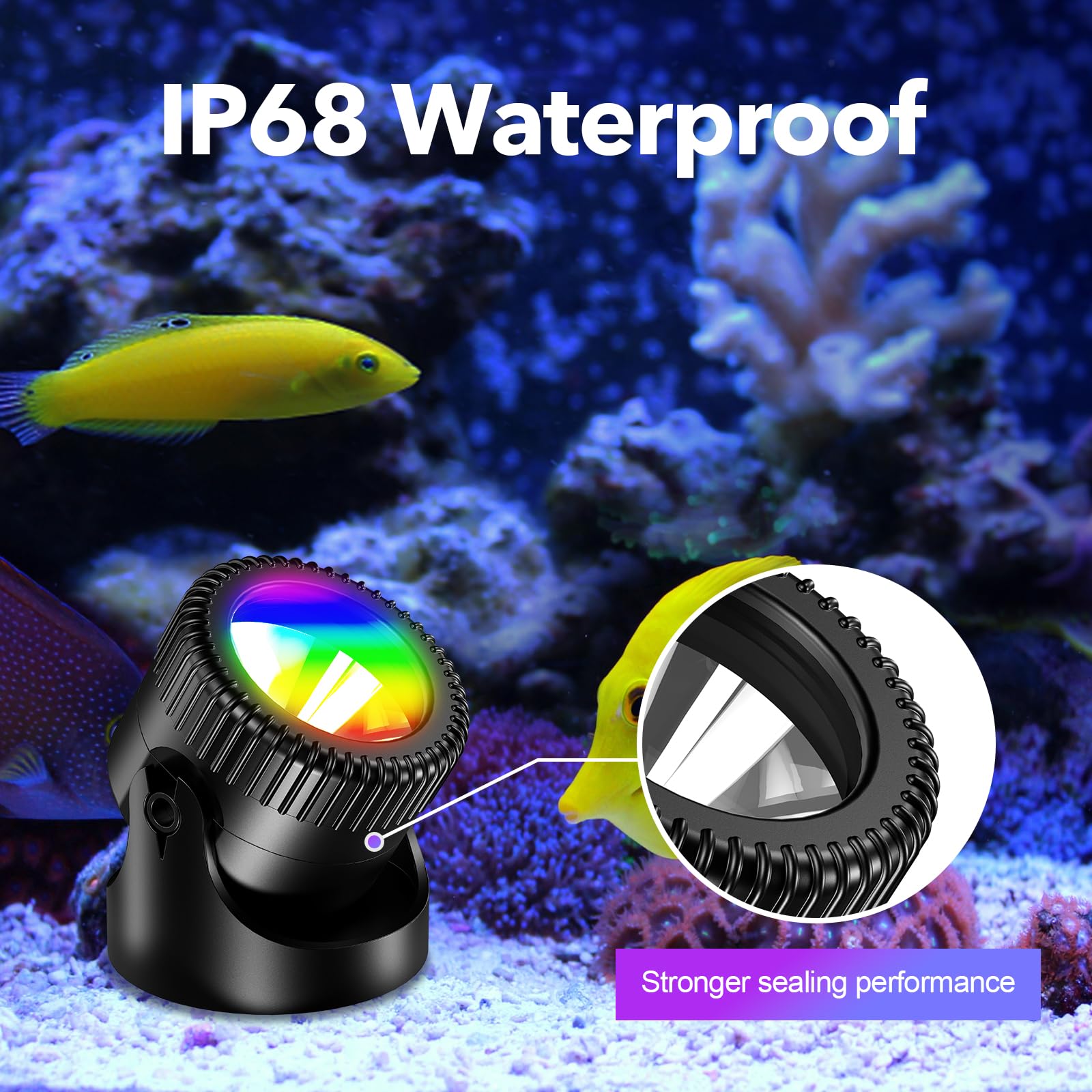 Poposoap Solar Pond Lights, Rgb Led Pond Lights Waterproof Ip68
