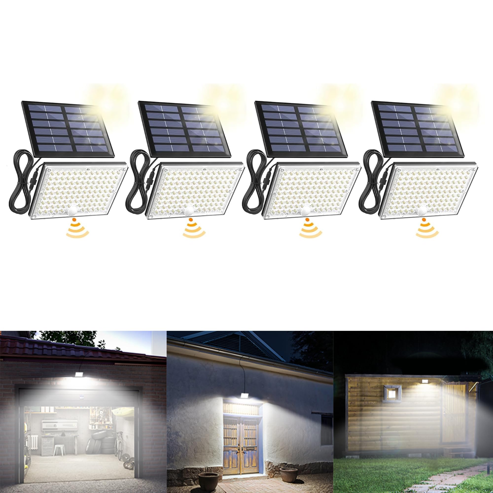 SUPERDANNY Solar Outdoor Flood Lights with 113 Bright LEDs, Motion Sensor Dusk to Dawn Outside Flood Lights with 16ft Cable IP65