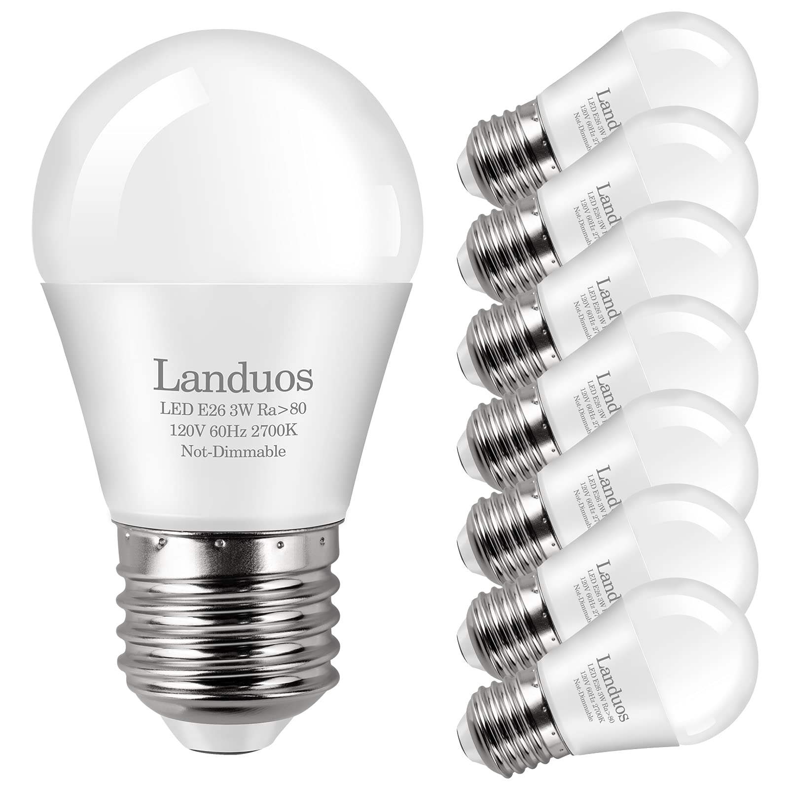 Landuos 25 Watt Light Bulbs Equivalent,2700K Warm White Light Bulb,A15 E26 Led Bulb,3 Watt Light Bulb,Low Watt Light Bulbs,25W L