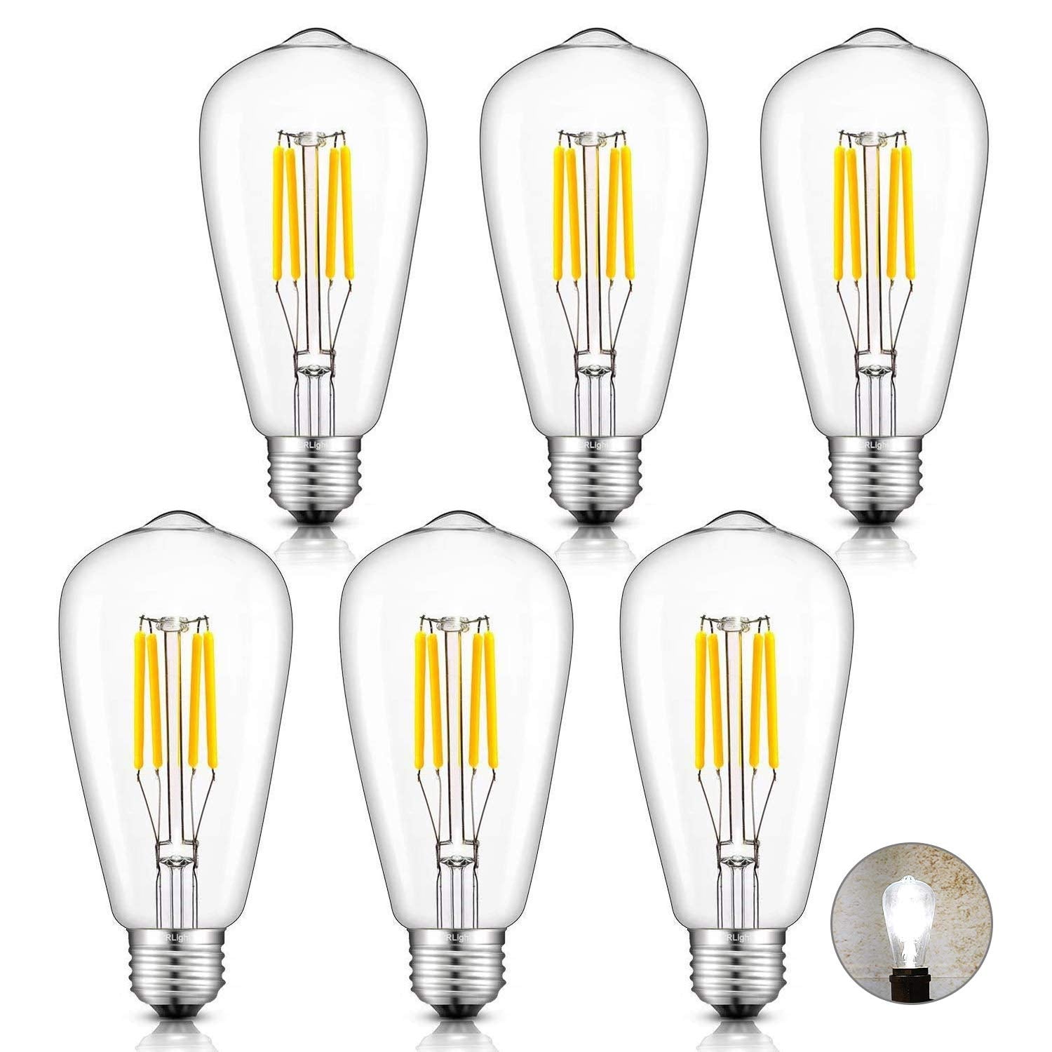 Crlight 4W Dimmable Led Edison Bulbs, 4000K Daylight White, 40W Equivalent, Pack Of