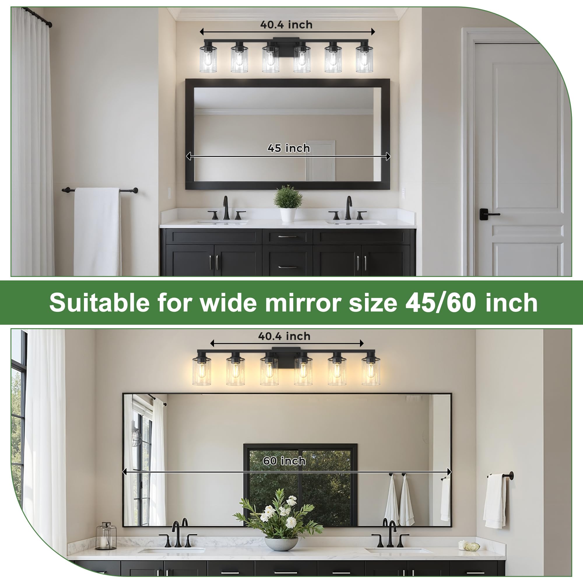 Doresshop Bathroom Light Fixtures  6-Light Matte Black Bathroom Lighting Fixtures Over Mirror With Clear Glass Shade  Vanity Lights For Hallway Living Room Bedroom
