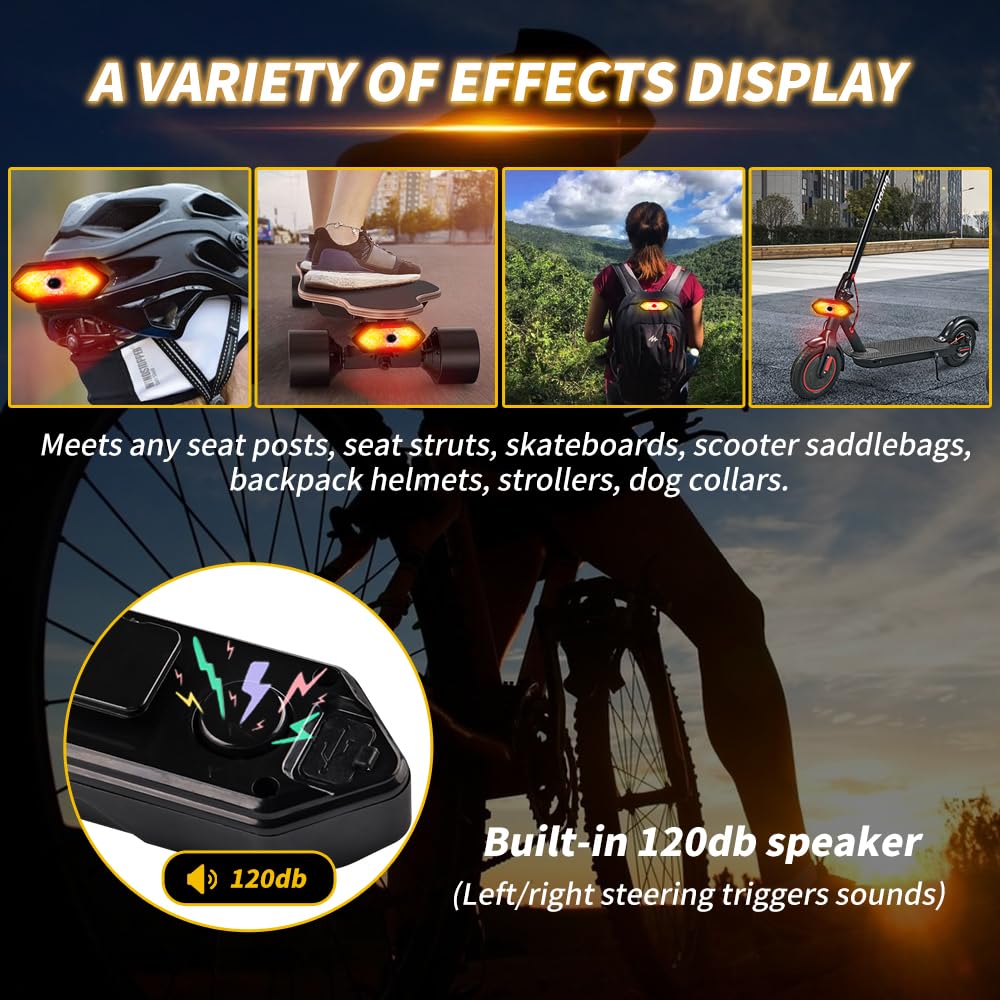 Teguangmei Bike Tail Light with Turn Signals, USB Rechargeable Rear Bike Light Wireless Remote Control with Bike Alarm, 5 Modes