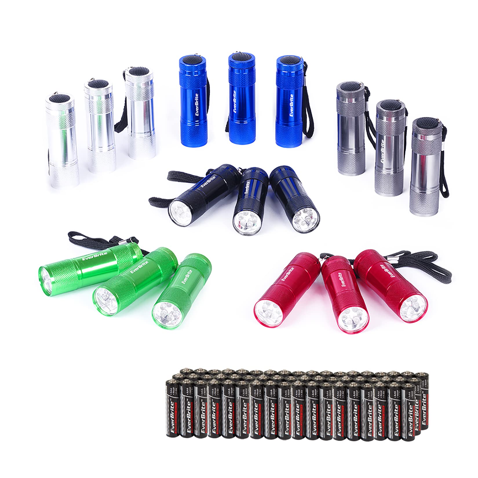EverBrite 18-Pack Mini LED Flashlight Set - Portable Flashlights Ideal for Hurricane Supplies Camping, Night Reading, Cycling, B