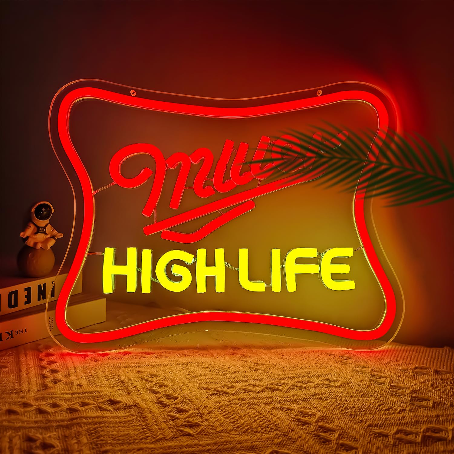 Jeanchrl Neon malt-inspired Sign Wall Decor, Dimmable Acrylic Light, 12.4 x 9.17 inches, Red & Lemon Yellow