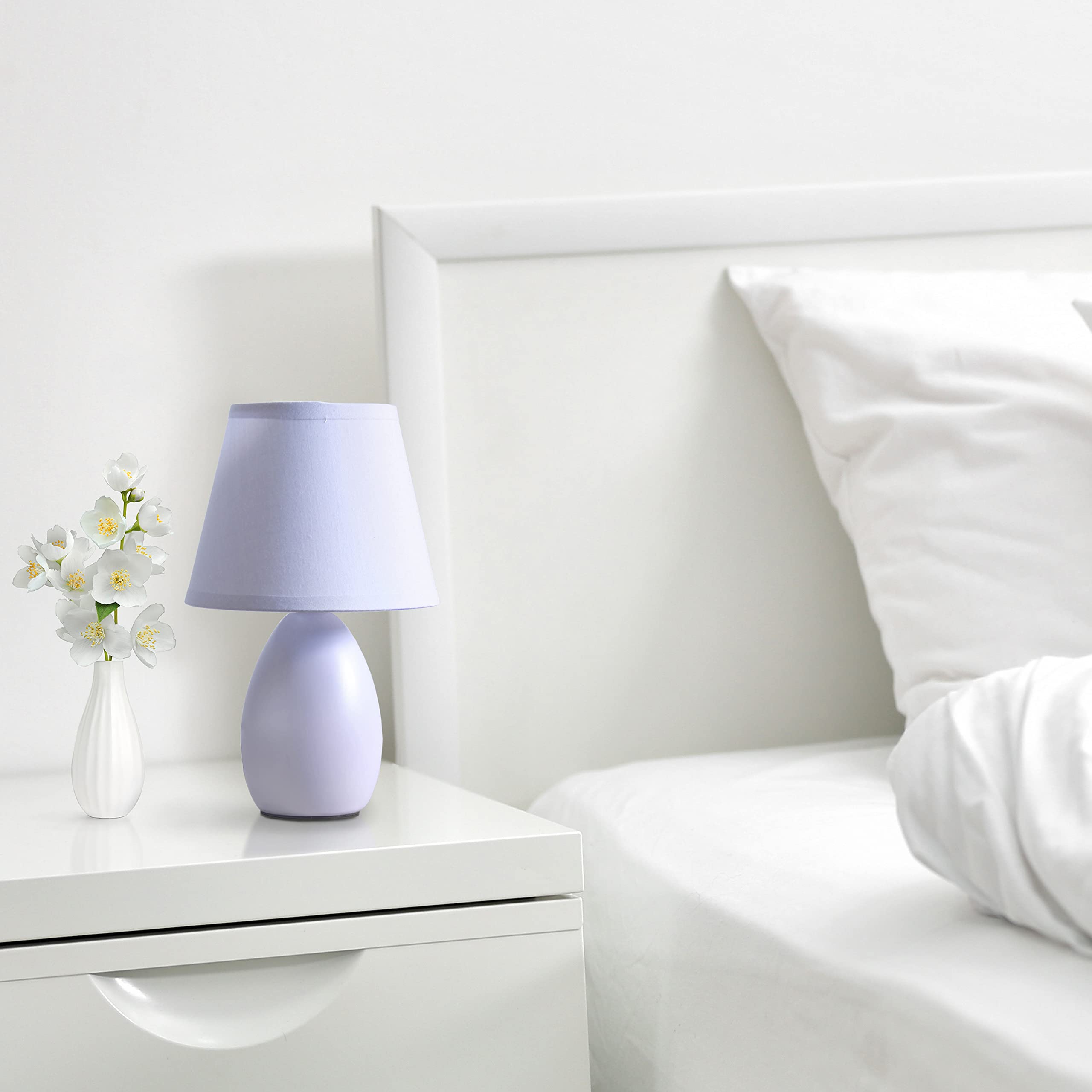 Simple Designs Lt2009-Prp Mini Egg Oval Ceramic Table Desk Lamp, Purple