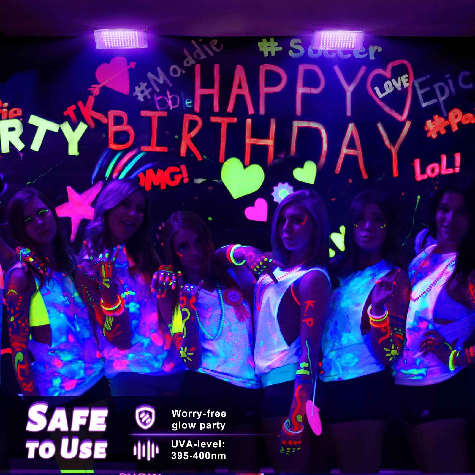 100W Led Uv Black Light, Powerful Uv Spotlight, Ip66, 395Nm Uv Lamp For Christmas, Halloween Glow Party(1 Packs)