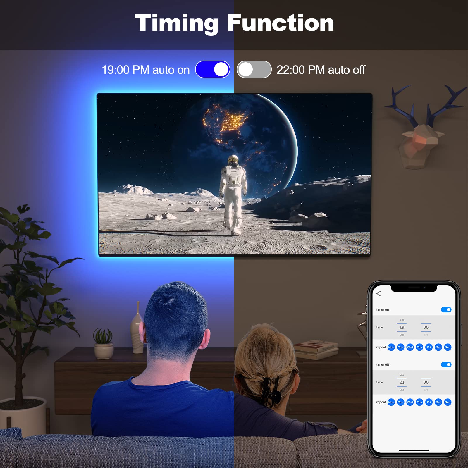 Bason Lighting Tv Led Backlight With Bluetooth App And Remote Control, 14.76Ft Led Lights For Tv 60-70Inch, Usb Powered Color Ch