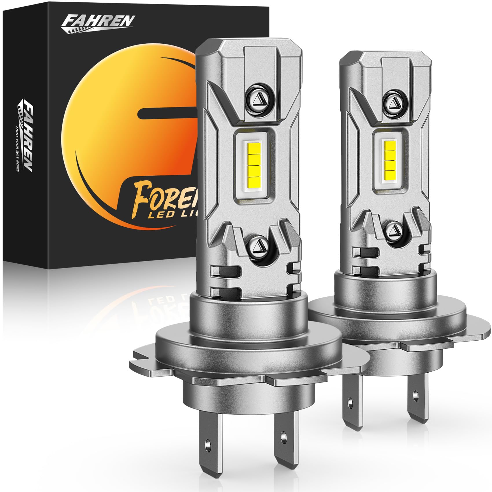 forenner H7 Light Bulb, Super Bright 6500K, Mini Size H7 Fog Light, Aluminum, Plug and Play, Pack of 2