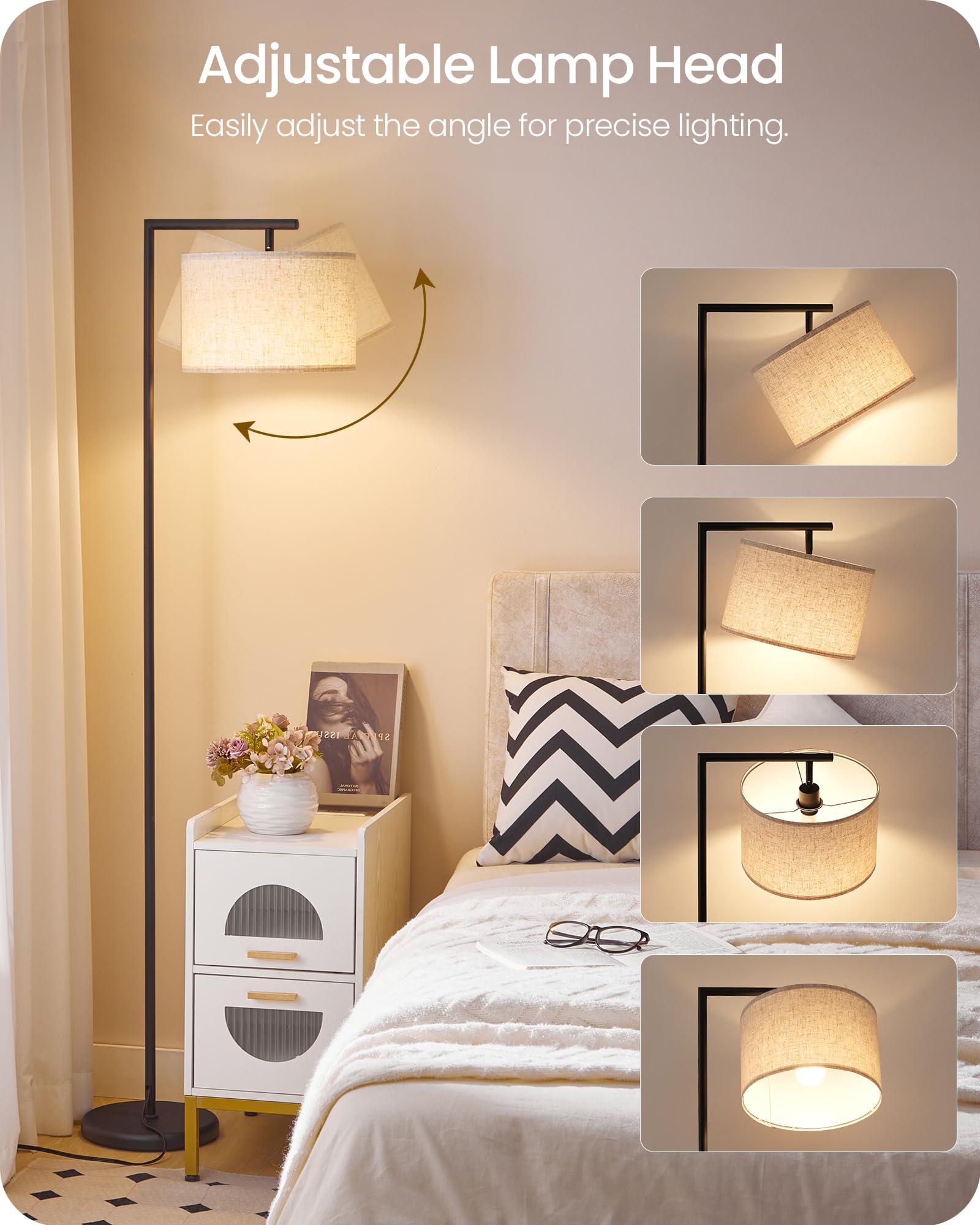 Goebleson Modern Dimmable Floor Lamp For Living Room With Adjustable Color Temperature Led Bulb, Arc Standing Lamp With Remote C