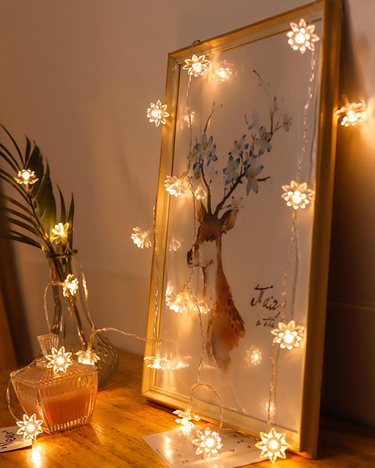 Jolymoly Flower String Lights, 59 Ft 100 Led Fairy Lights Plug In With Remote Timer, Connectable Flower Fairy Lights For Bedroom Wedding Xmas Indoor Outdoor Decor, Warm White