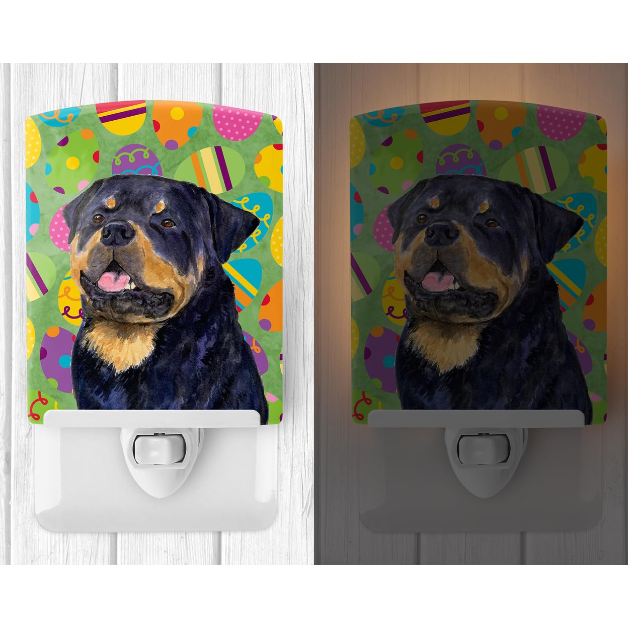Carolines Treasures Ceramic Night Light, Rottweiler Design, 6x4x3 inches, UL-Certified, Multicolor, Model SS4869CNL