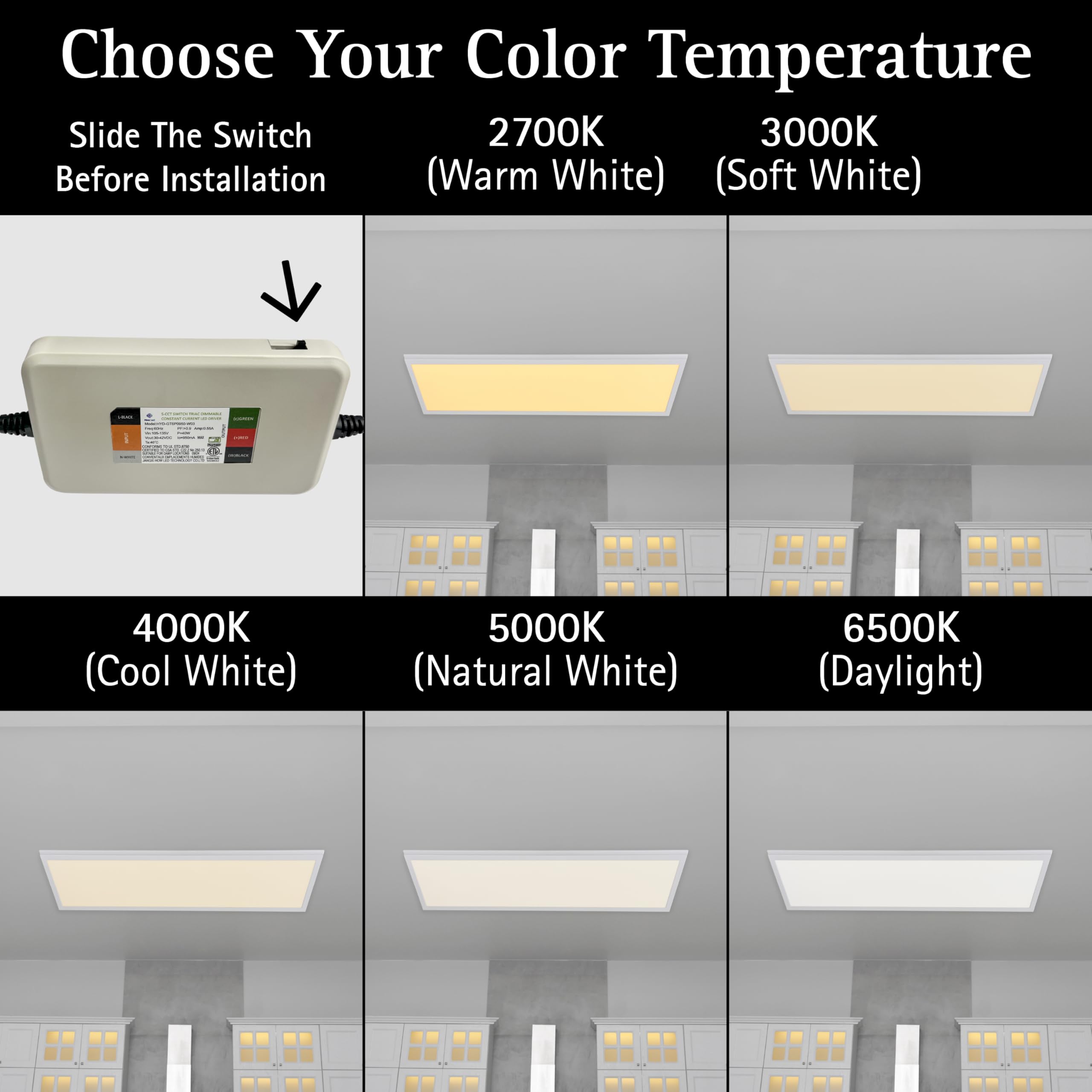 Ultralux LED Light Panel - CCT Switchable, TRIAC Dimmable, 1x4 ft, Matte White, Model UL-IFP-12-48-40W-276