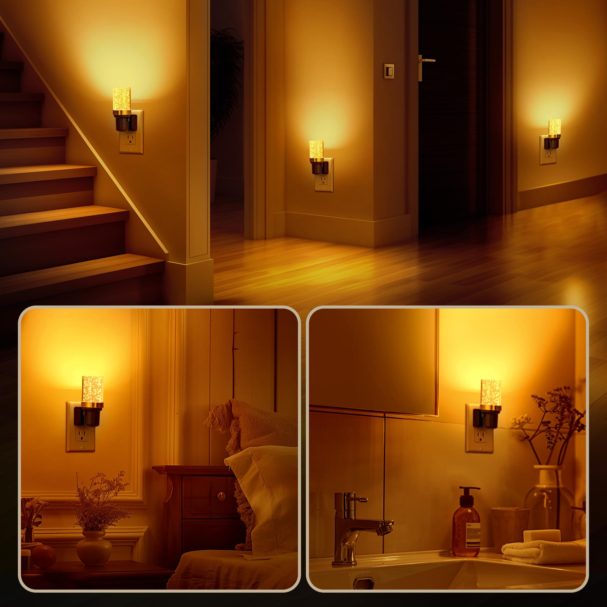 DORESshop LED Night Light Plug-in, Dimmable, Adjustable Brightness, Amber, Model D-GY22007QPUS, Yellow