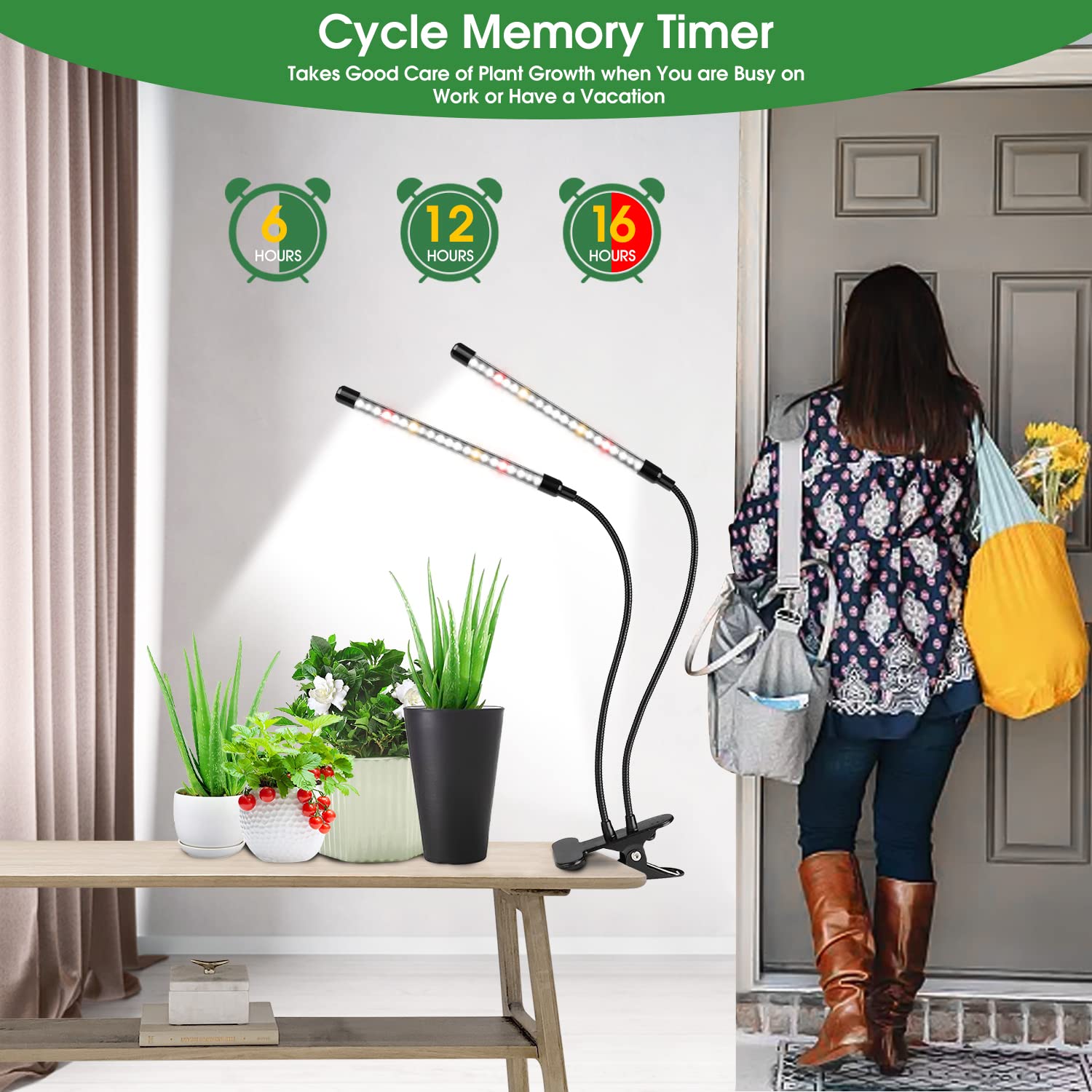 Wolezek Grow Lights For Indoor Plants, 6000K 40 Leds Full Spectrum Plant Grow Lights Indoor, White Grow Lamp With Clip, Auto On