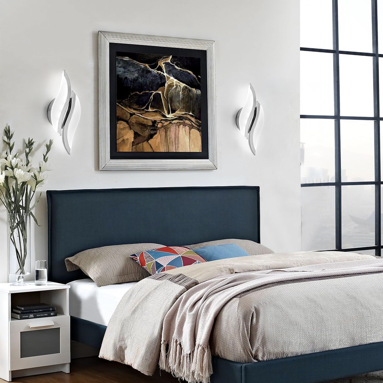 CANEOE Modern LED Wall Sconce, 6000K Acrylic Indoor Light, Chrome, 1 Pack, Model WL-YZCH-C