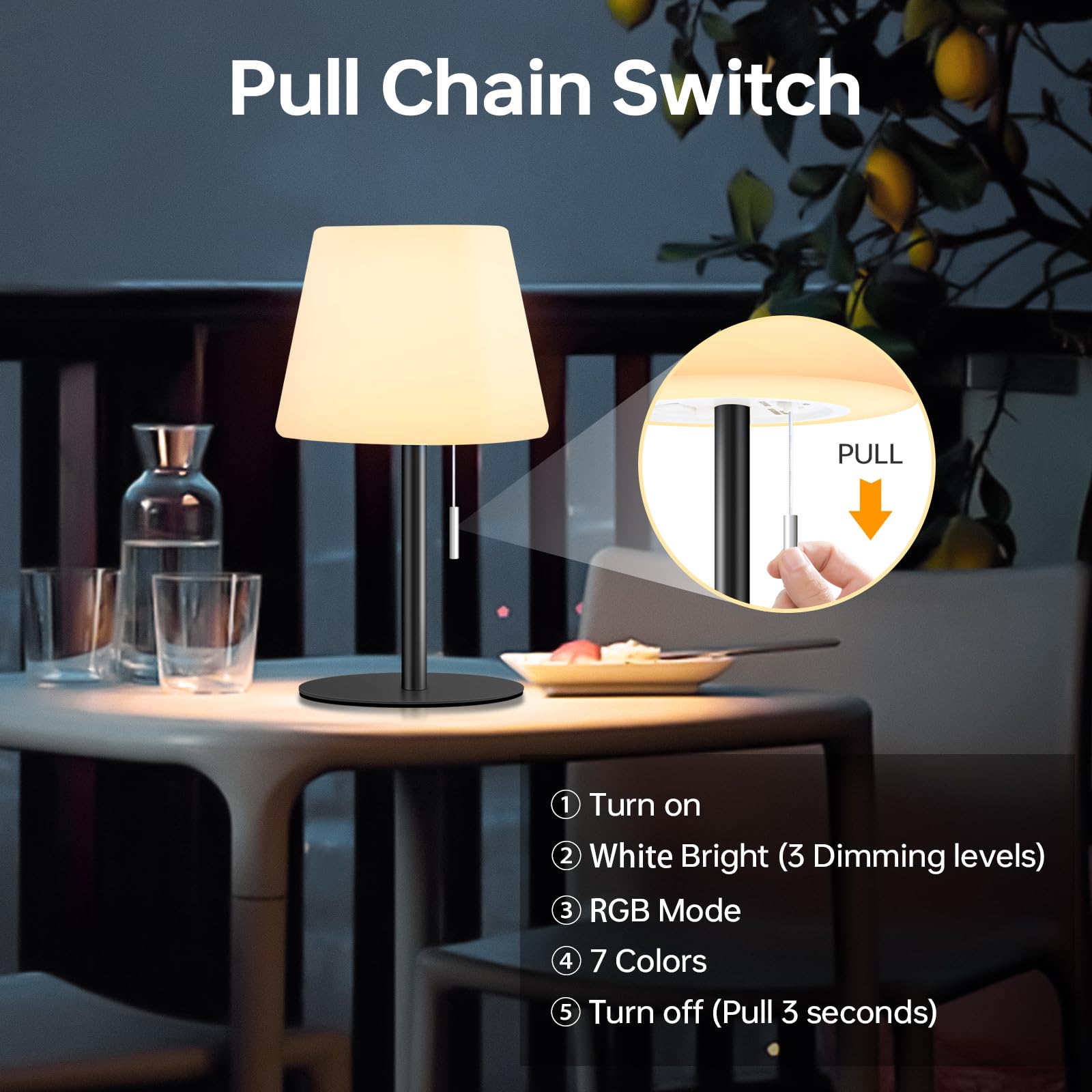 Gewiny Outdoor Battery Operated Table Lamp Cordless Shower Lamp Waterproof Led Dimmable Warm White And Rgb Table Lamps Rechargea