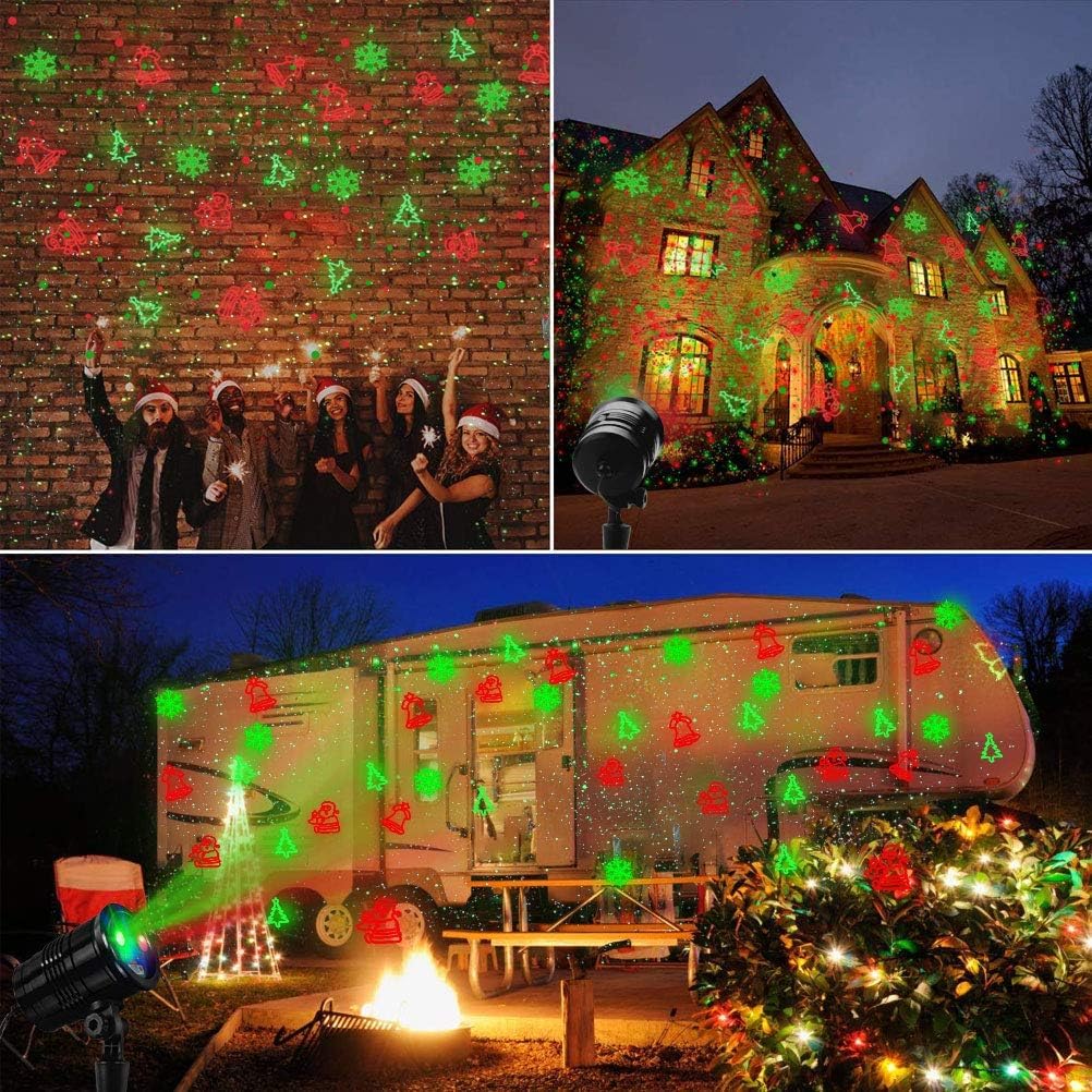 Christmas Projector Lights Outdoor Holiday Laser Lights Landscape Spotlight Red And Green Star Shower With 360 Accessibility Wireless Remote Christmas Decor For Xmas Party Outdoor Garden Patio Wall