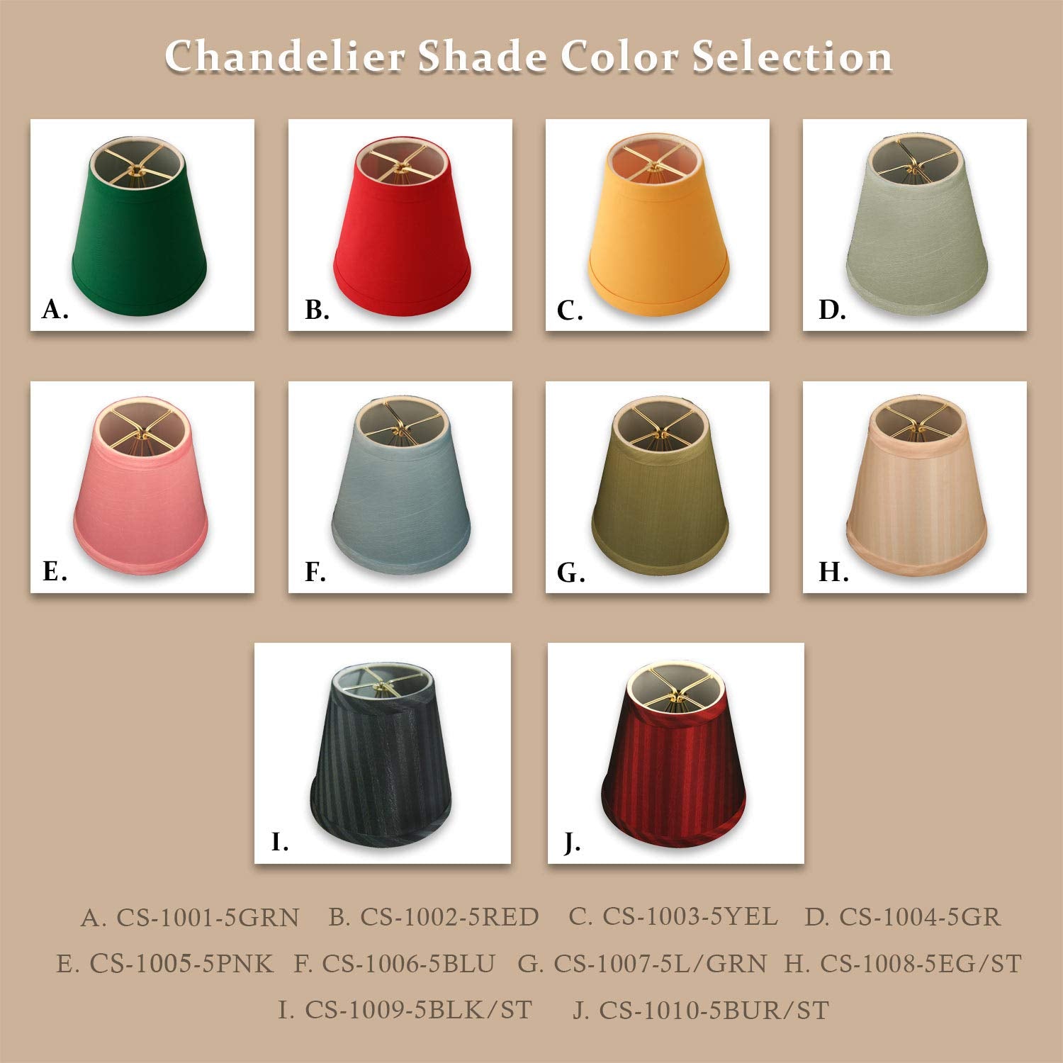 Royal Designs Cs-1010-5-Bur/St-6 Clip On Empire Chandelier Lamp Shade, 3&quot; X 5&quot; X 4.5&quot;, Burgundy Stripe, Set Of 6