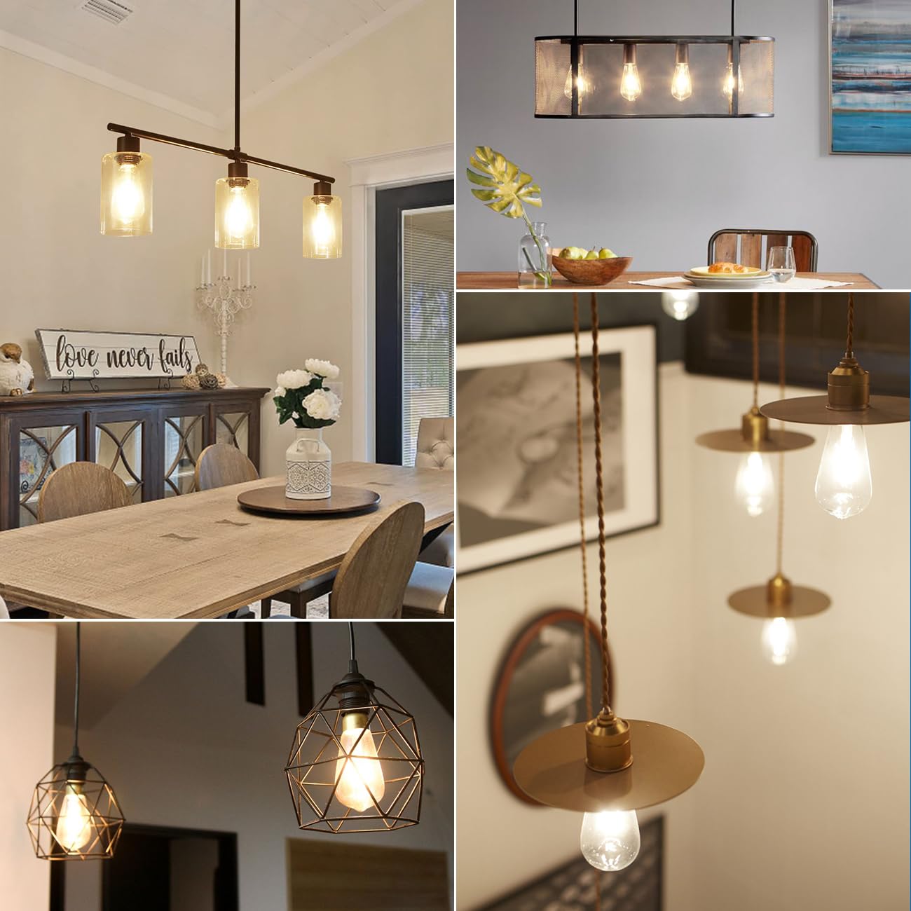 Anwio Vintage Led Edison Bulbs 6-Pack, 7W, Equivalent 60W, Non-Dimmable, St58 2700K Warm White Antique Led Filament Bulbs,E26 Me