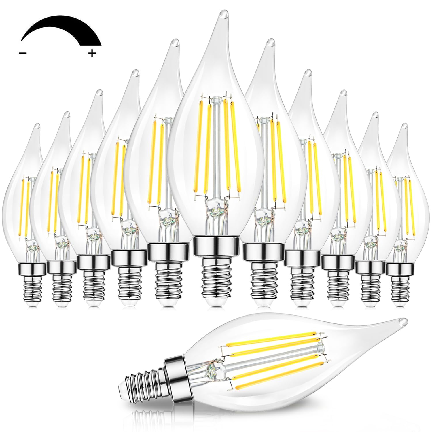 Tobusa Dimmable E12 Led Bulbs 60W Equivalent, 5000K Daylight, 6W Clear Fil