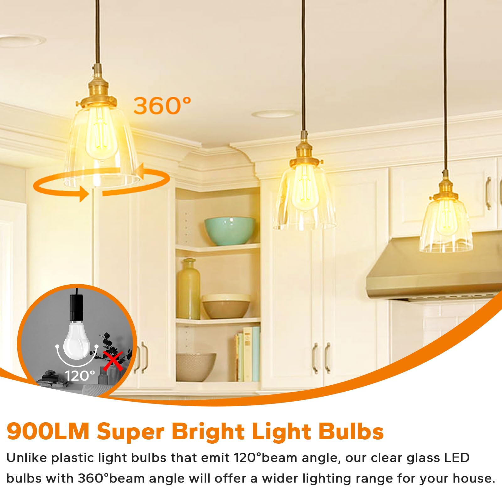 Tobusa Vintage Led Edison Light Bulbs 60W Equivalent, 900Lm Super Bright Led Bulbs, 6W St58 Antique Led Filament Bulbs, 2700K Wa