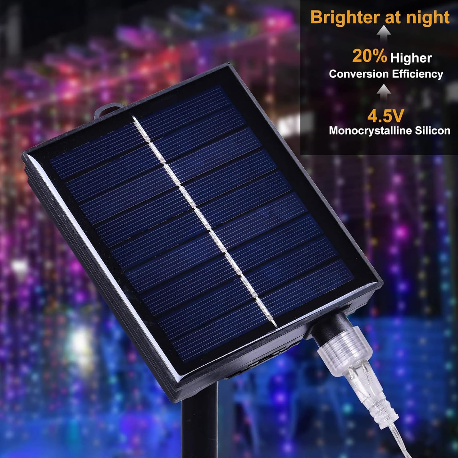 XINXIANLIAN Solar Curtain Lights, 300 LED Twinkle Lights, Waterproof, Multicolor, 8 Modes for Indoor/Outdoor Christmas Decoration