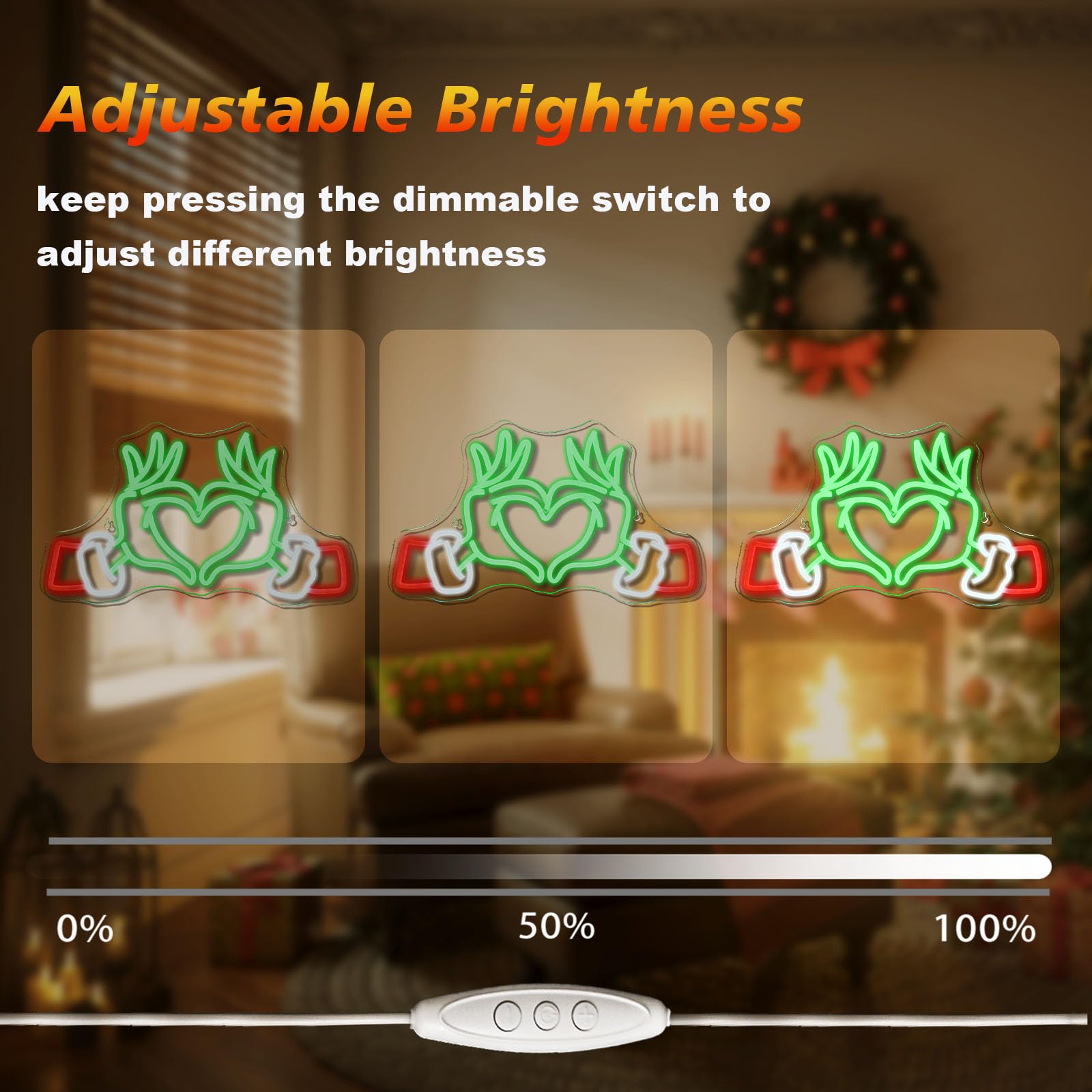 Nxyx Merry Grinchmas Neon Sign Grinch Green Hands Neon Light Grinch Ornament Wall Decor Christmas Grinch Outdoor Decor Holiday Grinchy Gift For Kids