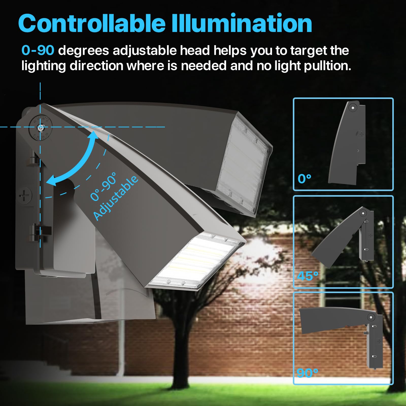 HYPERLITE LED Wall Pack Light - 40W, 5200lm, ETL Approved, IP65 Waterproof, Bronze, Aluminum, Full Cut-Off, Adjustable