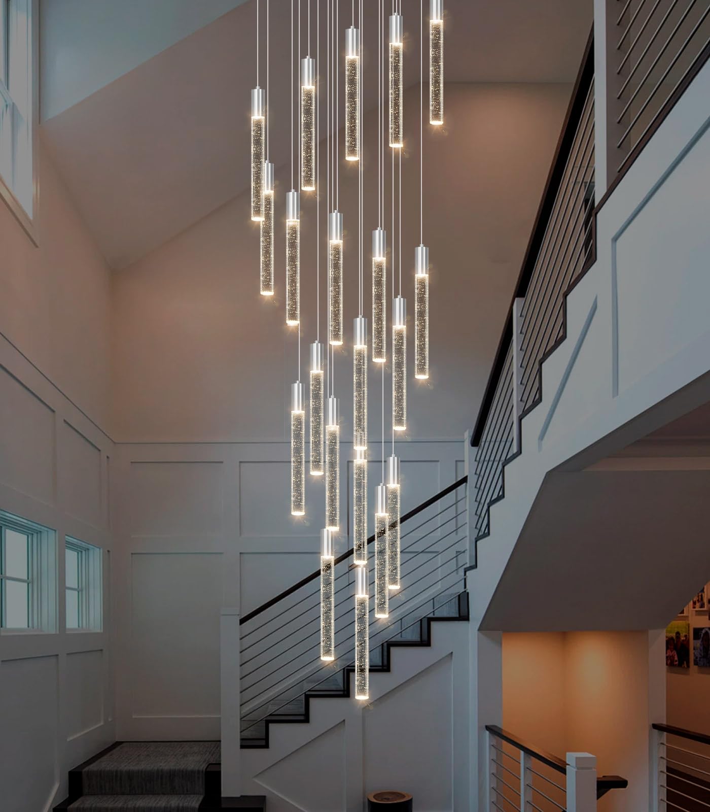 Haixiang W24 X H157 Glam Chandelier Bubble Crystal Ceiling Chandeliers Remote Dimmable Led Light High Ceiling Pendants Light Fix