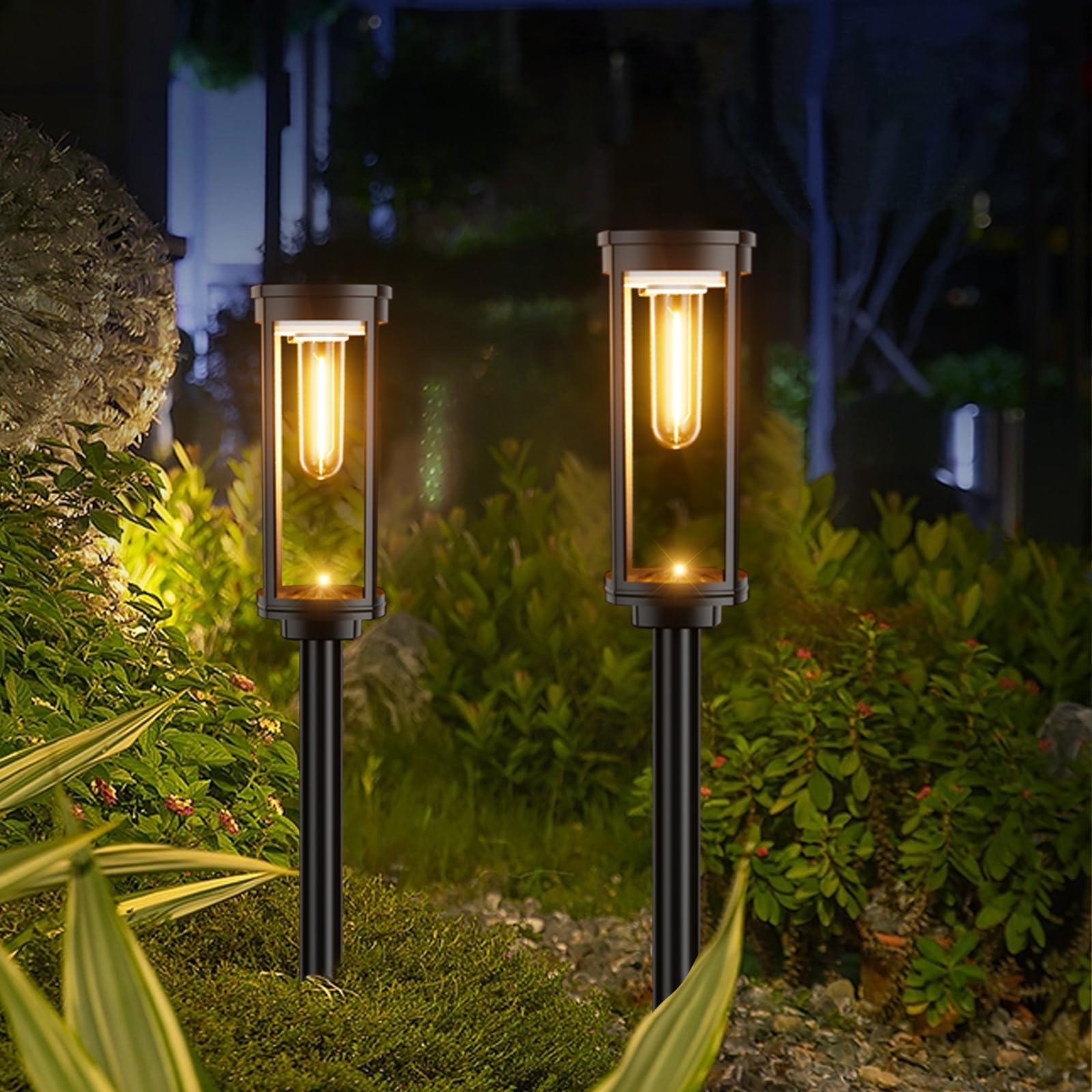 Alfiot Solar Pathway Lights Outdoor,Ip65 Waterproof Auto On/Off Solar Garden Lights Solar Powered Landscape Lighting For Yard Pa