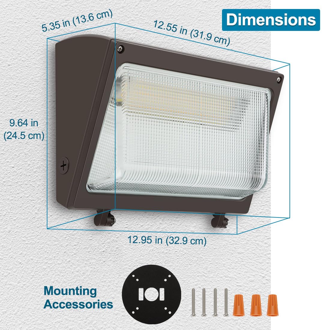 Xbuyee 120W Led Wall Pack Light, 120W/100W/80W Switchable, 3000K/4000K/5000K Adjustable, 15600Lm 120-277V Ip65 0-10V Dimmable, D