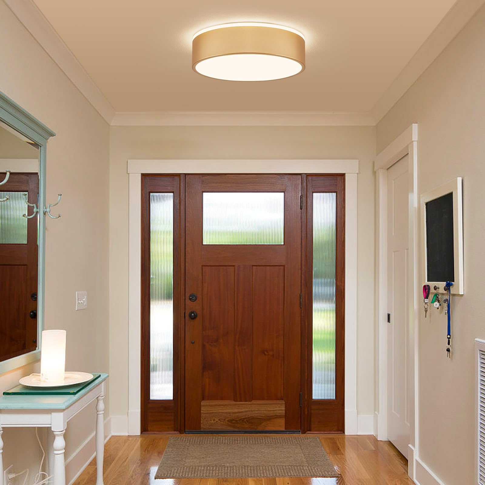 Vikaey Gold Led Ceiling Light, Modern Flush Mount Ceiling Light Fixture, Minimalist Round Metal Lighting Fixture Ceiling Lamp For Hallway, Entryway, Bedroom, Balcony, 11.81 Inch