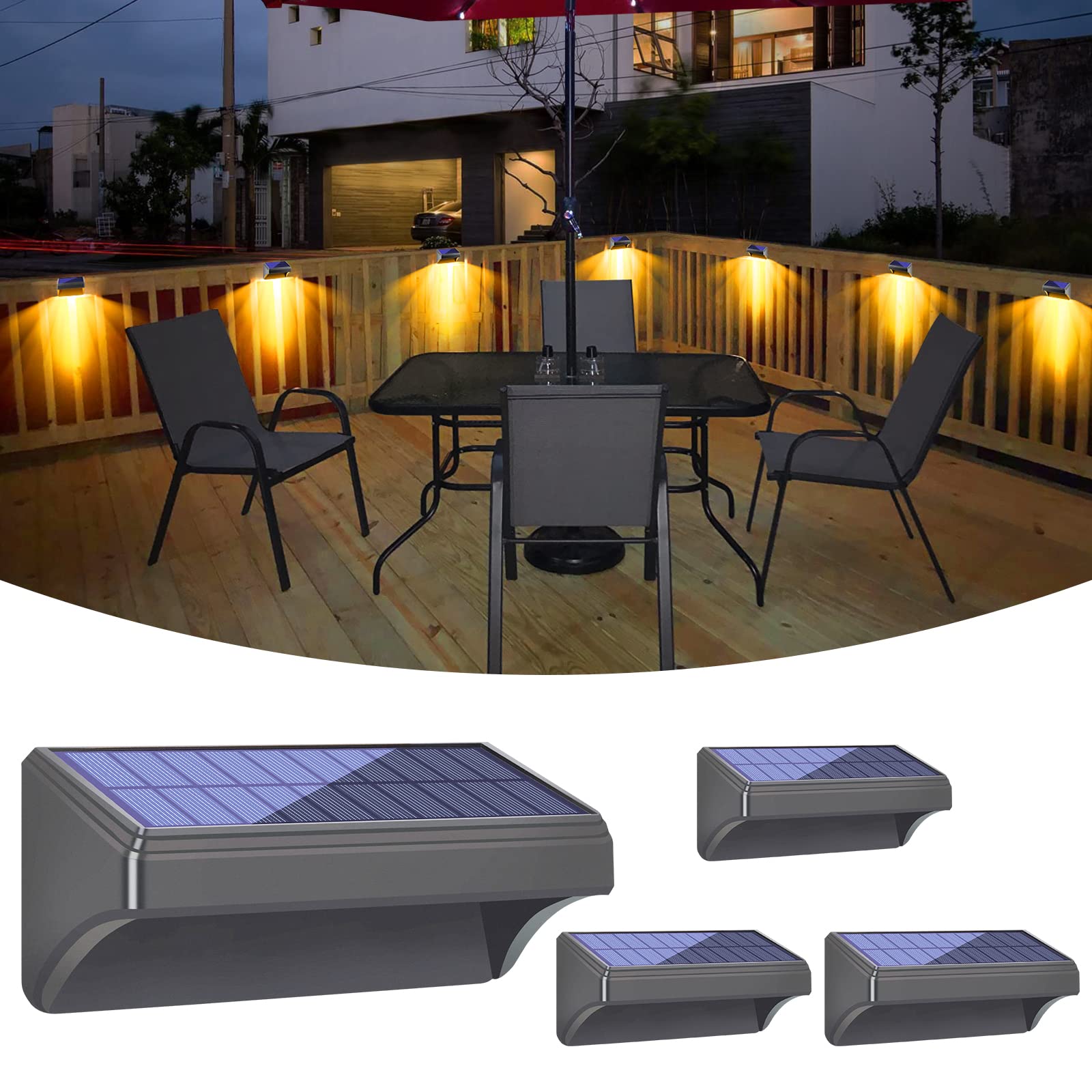 Bridika Solar Fence Lights, Fence Lights Fence Solar Lights Outdoor Waterproof Warm White & Daylight White LED Solar Lights for 