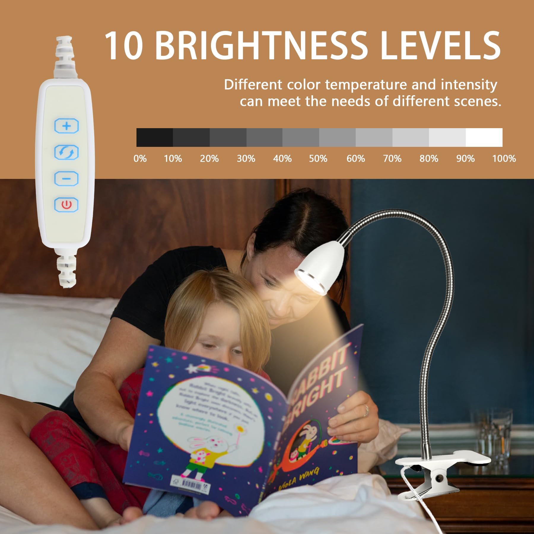 Desk Lamp Eye-Caring Table Lamps, 360?Rotation Gooseneck Clip On Lamp Reading Light, Portable Reading Book Light, Clamp Light, S