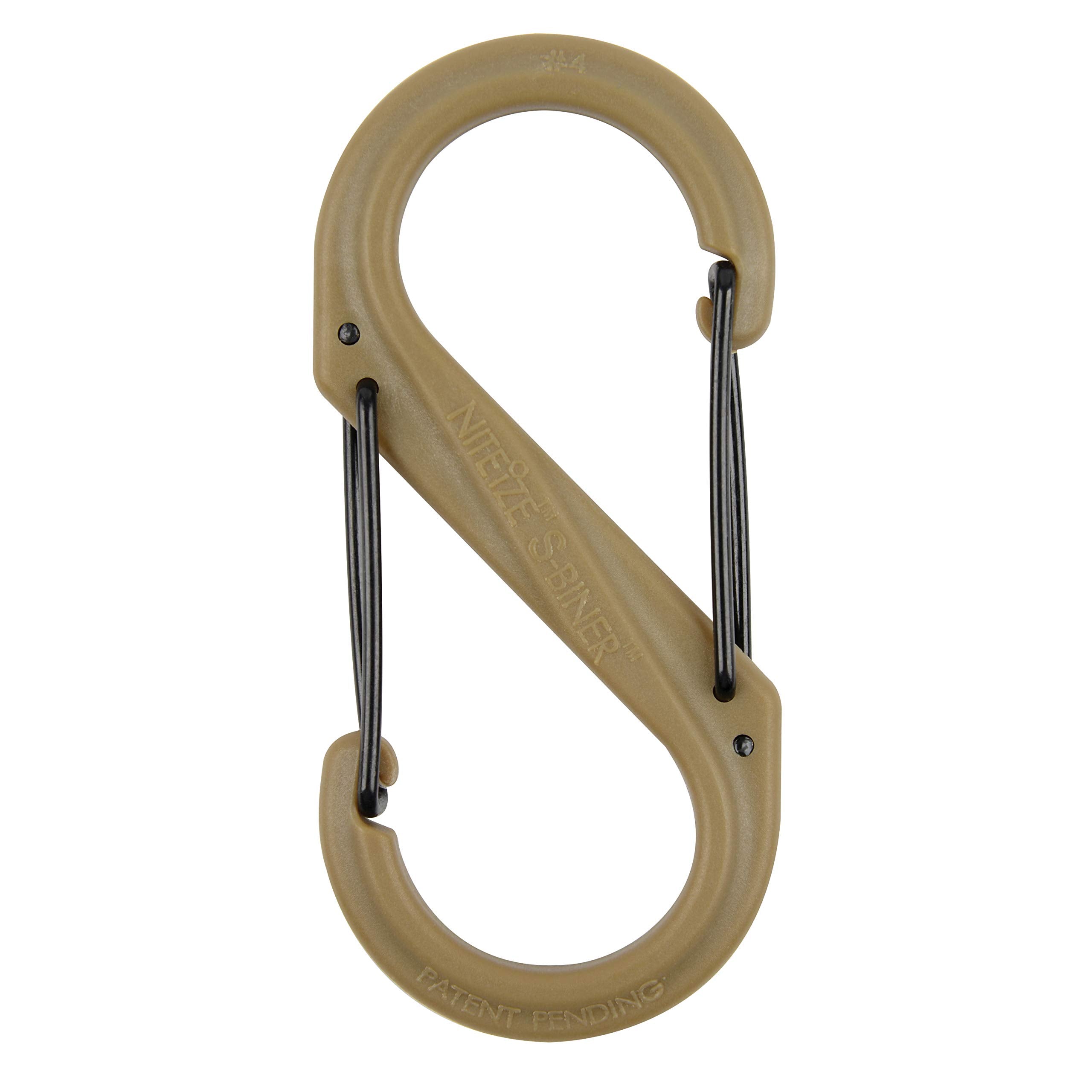 Nite Ize S-Biner Size-4 Dual Carabiner, Glass-Filled Nylon Plastic, Coyote Color, Model SBP4-03-28BG