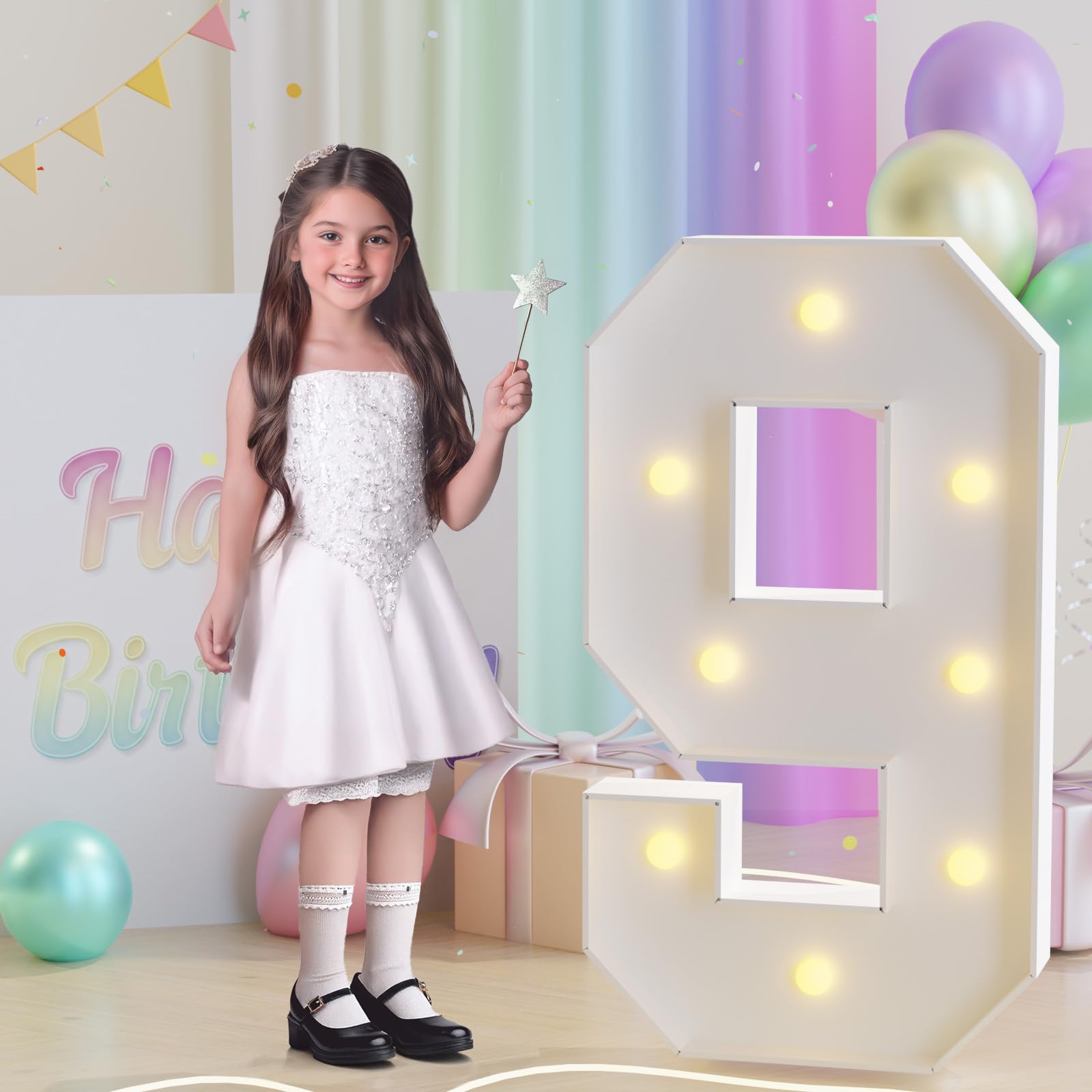 JoyMuse 3ft Marquee Numbers 9  Large Light Up Numbers 9  Number Lights 9 for 9th 19th 90th Birthday Party and Anniversary Decoration  Yellow Light