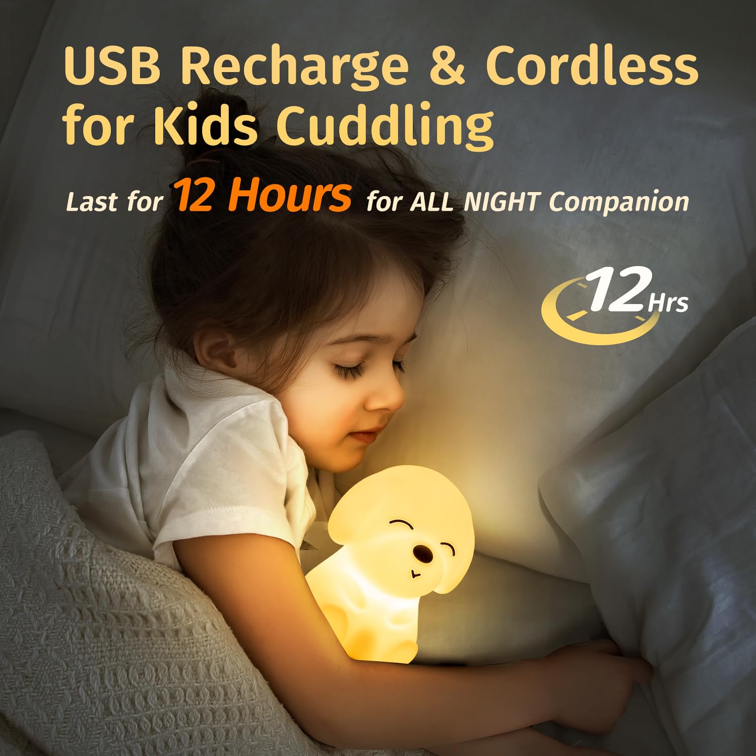 Mubarek Puppy Night Light Lamp - Remote & Timer, 16 Colors, Rechargeable Silicone, Dog Size