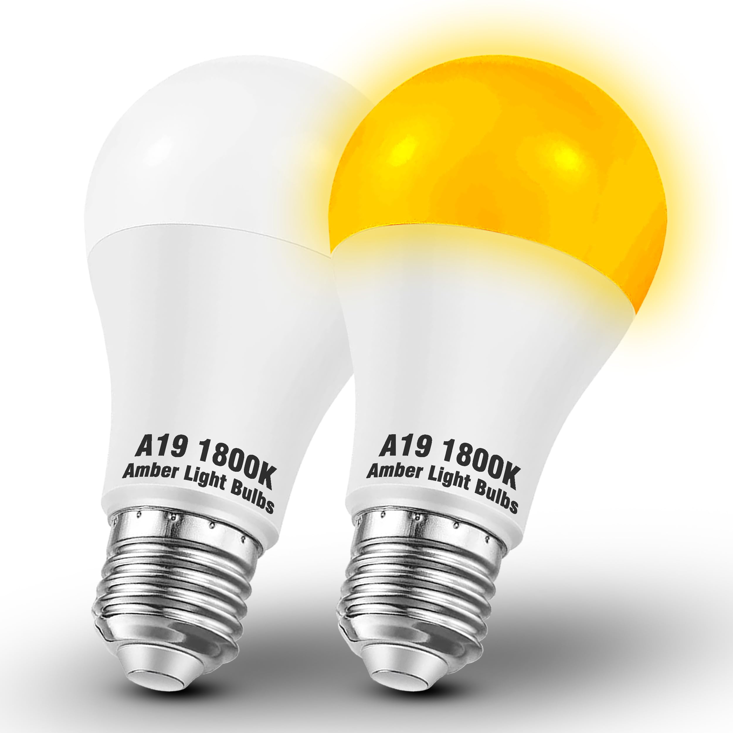 A19 Amber Sleep Light Bulbs, 1800K Warm Light Bulb 60W Equivalent, Blue Light Blocking, 9W 800lm, E26 Bright Amber Light Bulb fo