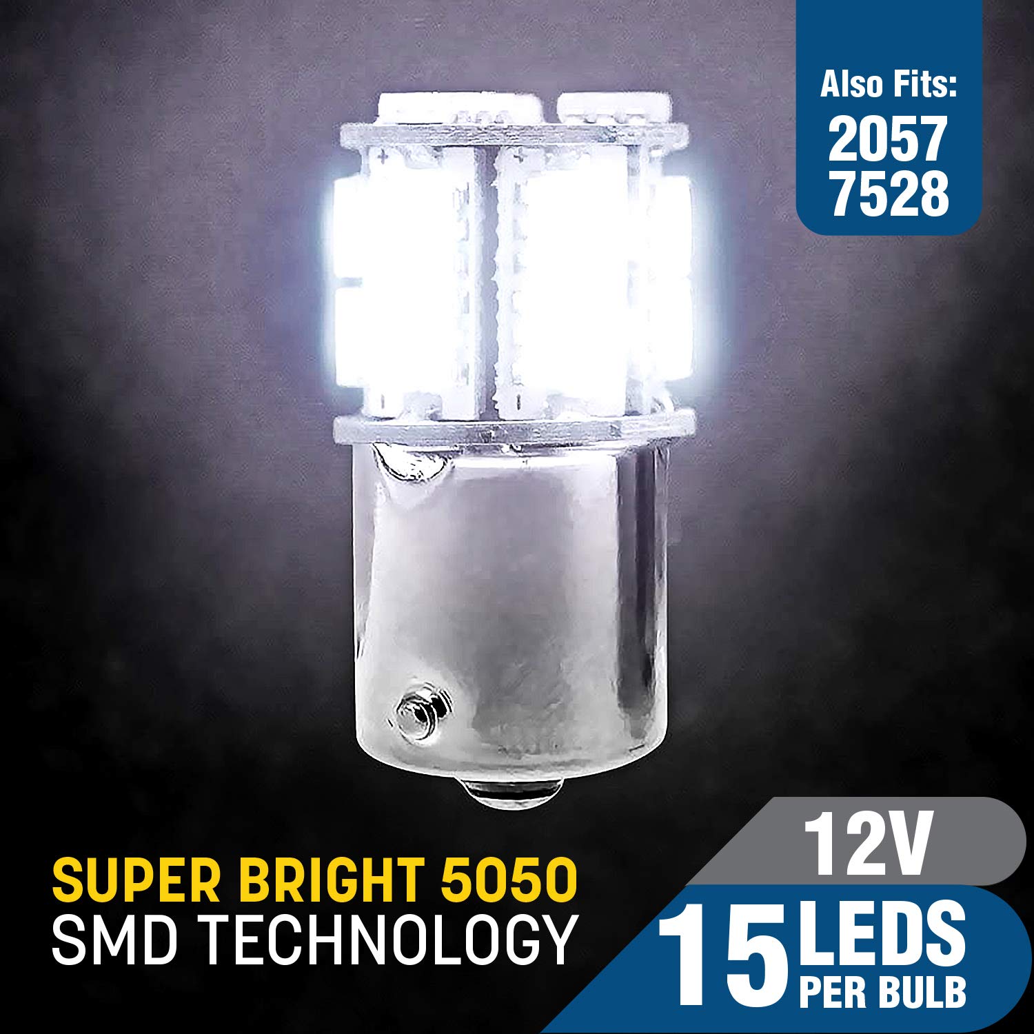 Pilot Automotive (Il-1157W-15-Am) White 15-Smd Led Turn/Tail Light Bulb - 2 Piece
