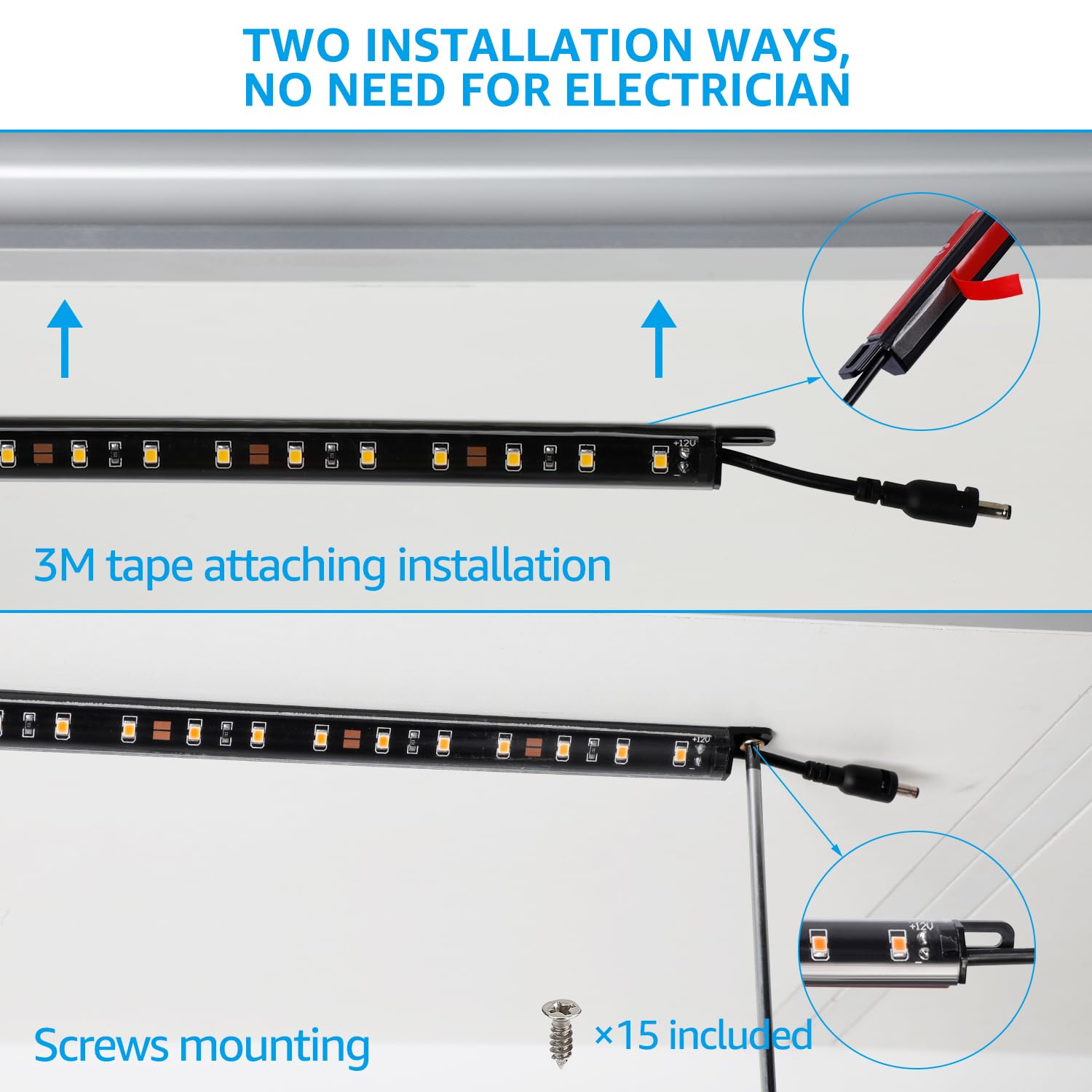 Torchstar Led Safe Lighting Kit, (6) 12 Inch Linkable Light Bars + Rocker Switch + Ul Power Adapter, 900Lm, Input 100-240V, For