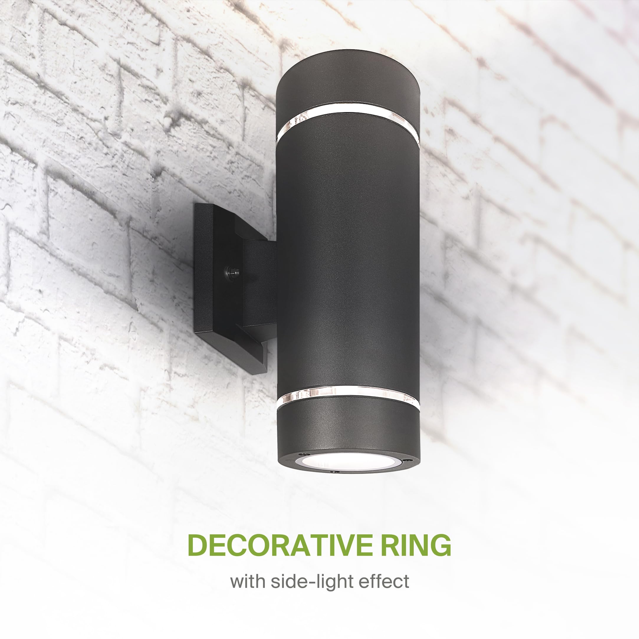 ASD 2-Way Round Cylinder Wall Light Fixture, Dimmable, Waterproof, Black, 6 Pack, Model A-OCLR-2B-BK-6p, Durable Aluminum Housing