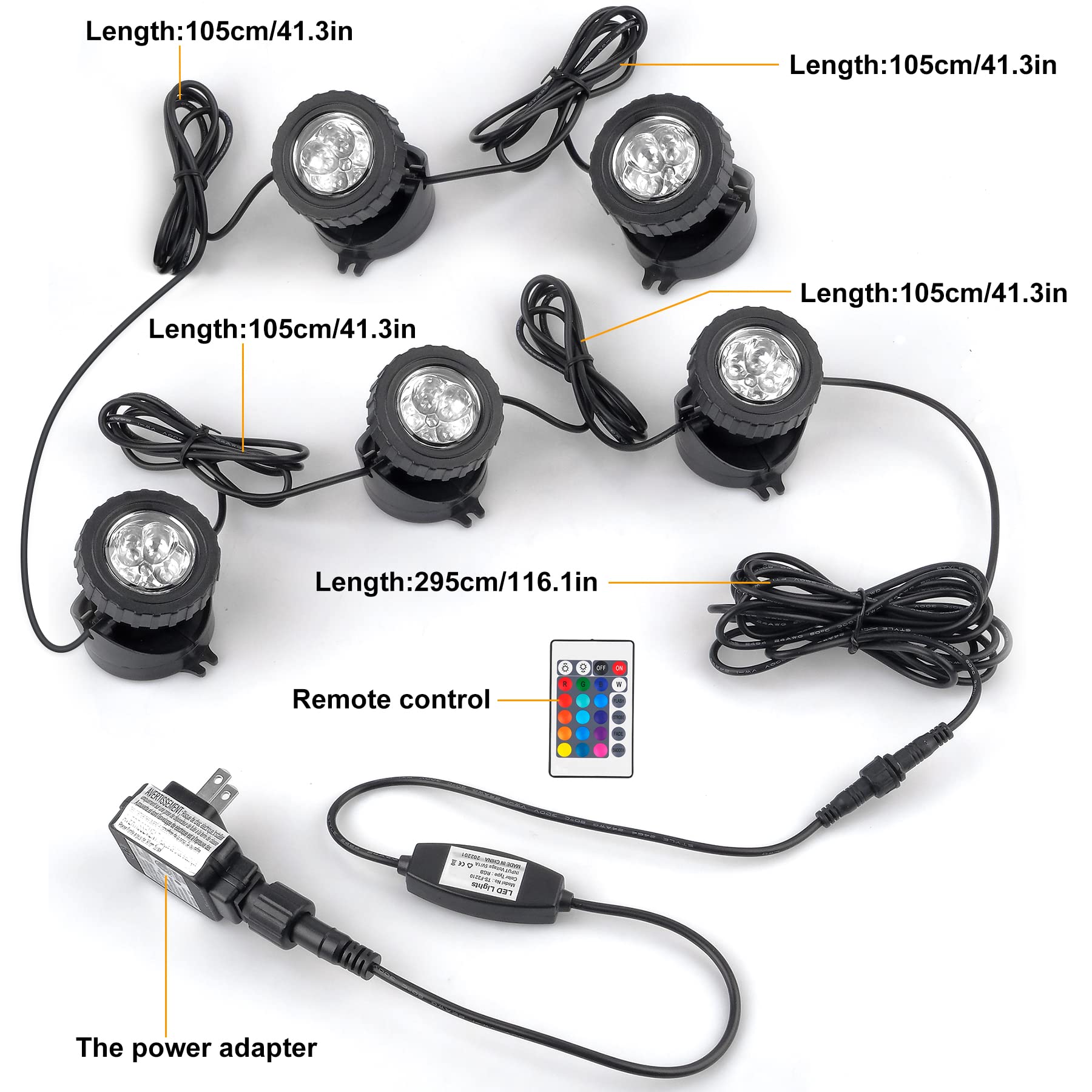 Crepow Rgb Pond Lights Set Of 5 - Bright Led Submersible Waterproof Spotlights With Timer & Remote