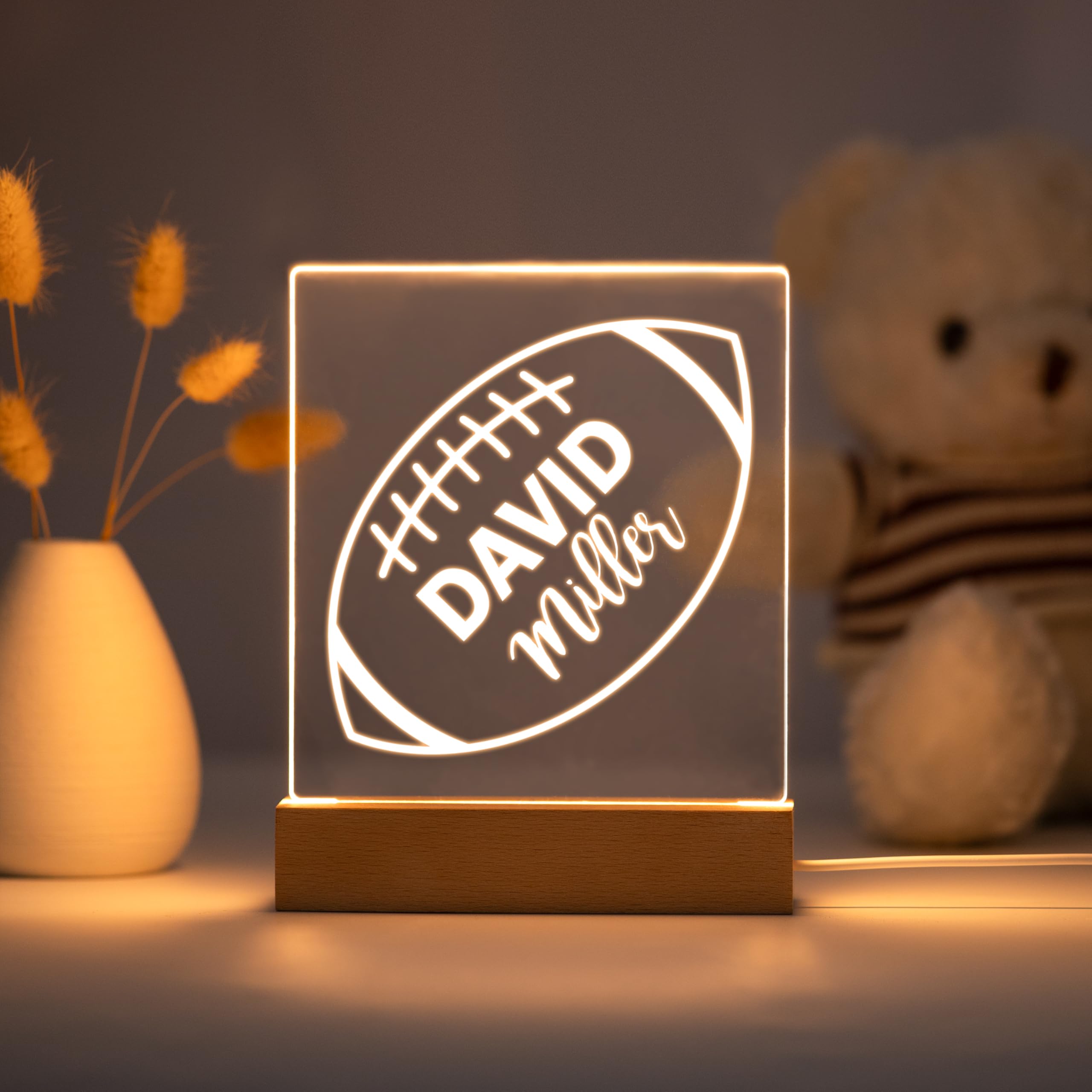 Personalized Night Light For Kids Girls Boys Customized Gifts For Baby Boy Bedroom Decor Football