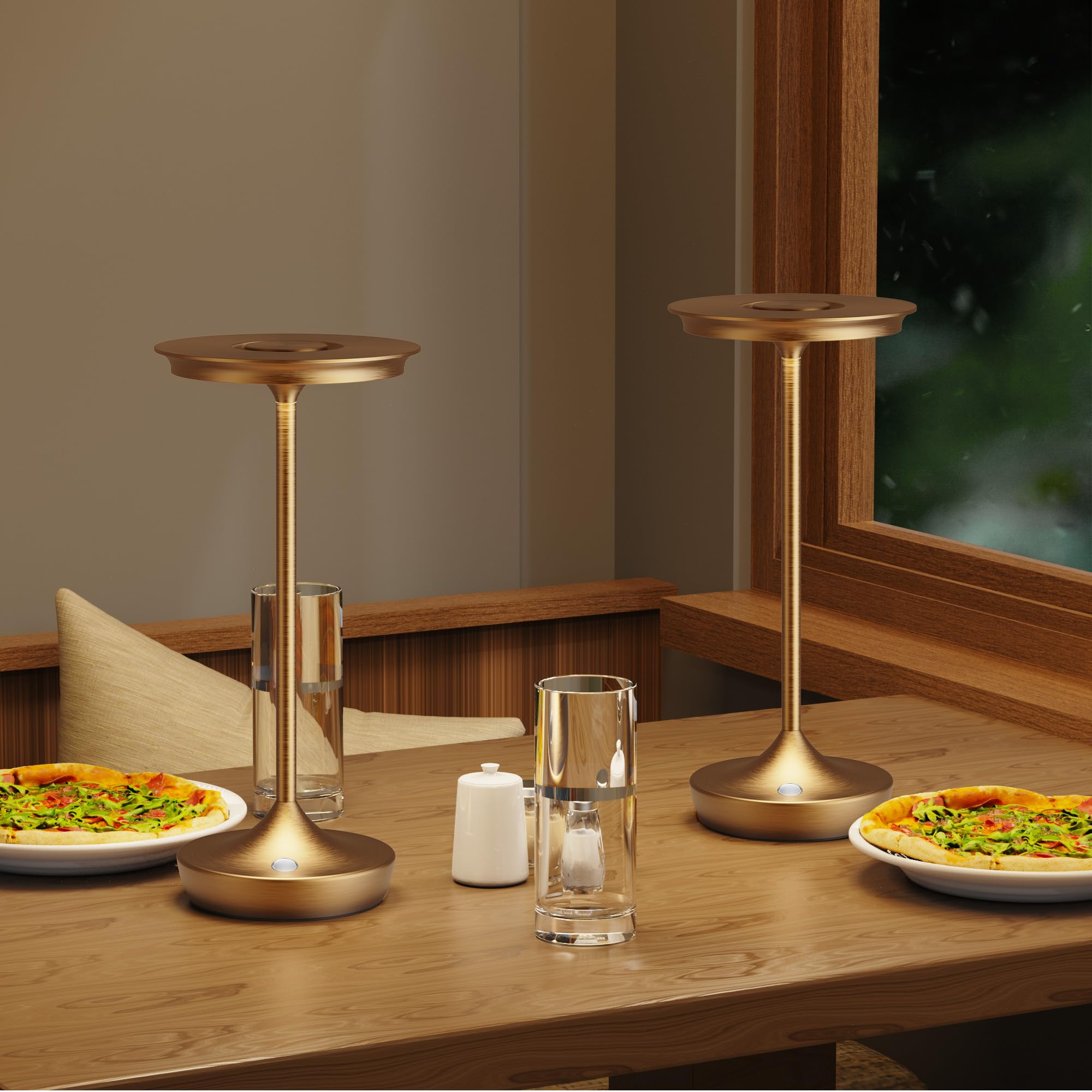 Shangcai 2 Pack Led Rechargeable Cordless Table Lamps, Portable Outdoor Battery Operated Table Light 3 Color Stepless Dimming Ta