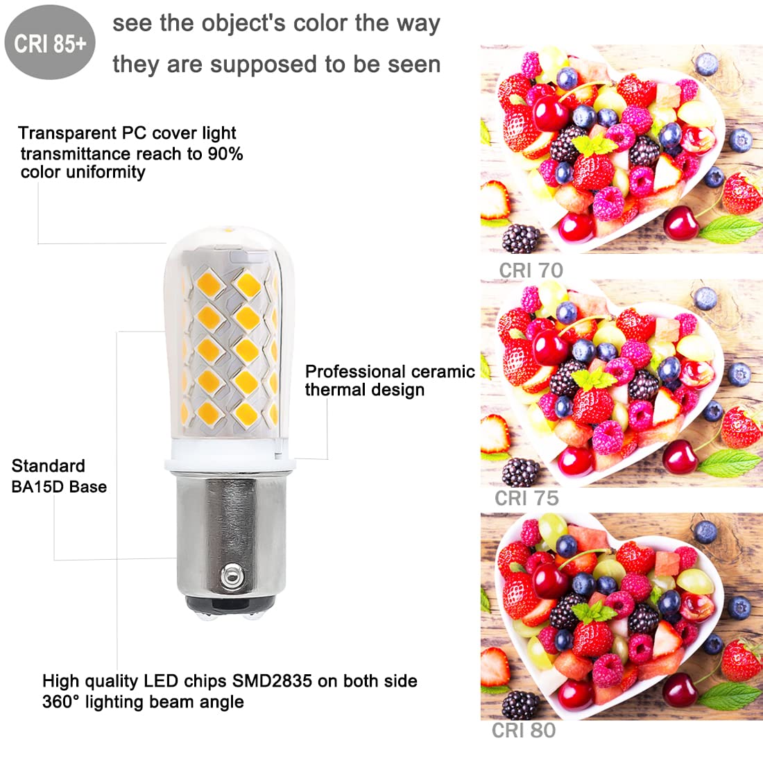 Kakemono Dimmable Ba15D Led Double Contact Bayonet Base 120Volt 4W Sewing Machine Bulb,50W Halogen Replacement,Soft Warm White 2