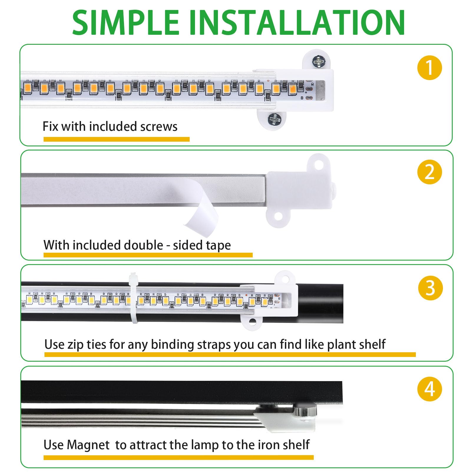 Rwntao Led Grow Light Strips, Full Spectrum Plant Growing Lights For Indoor Plants 3000K, 144 Leds Plant Lamp With 3/9/12H Timer, 10 Dimmable Levels, 3 Head 13 Inches