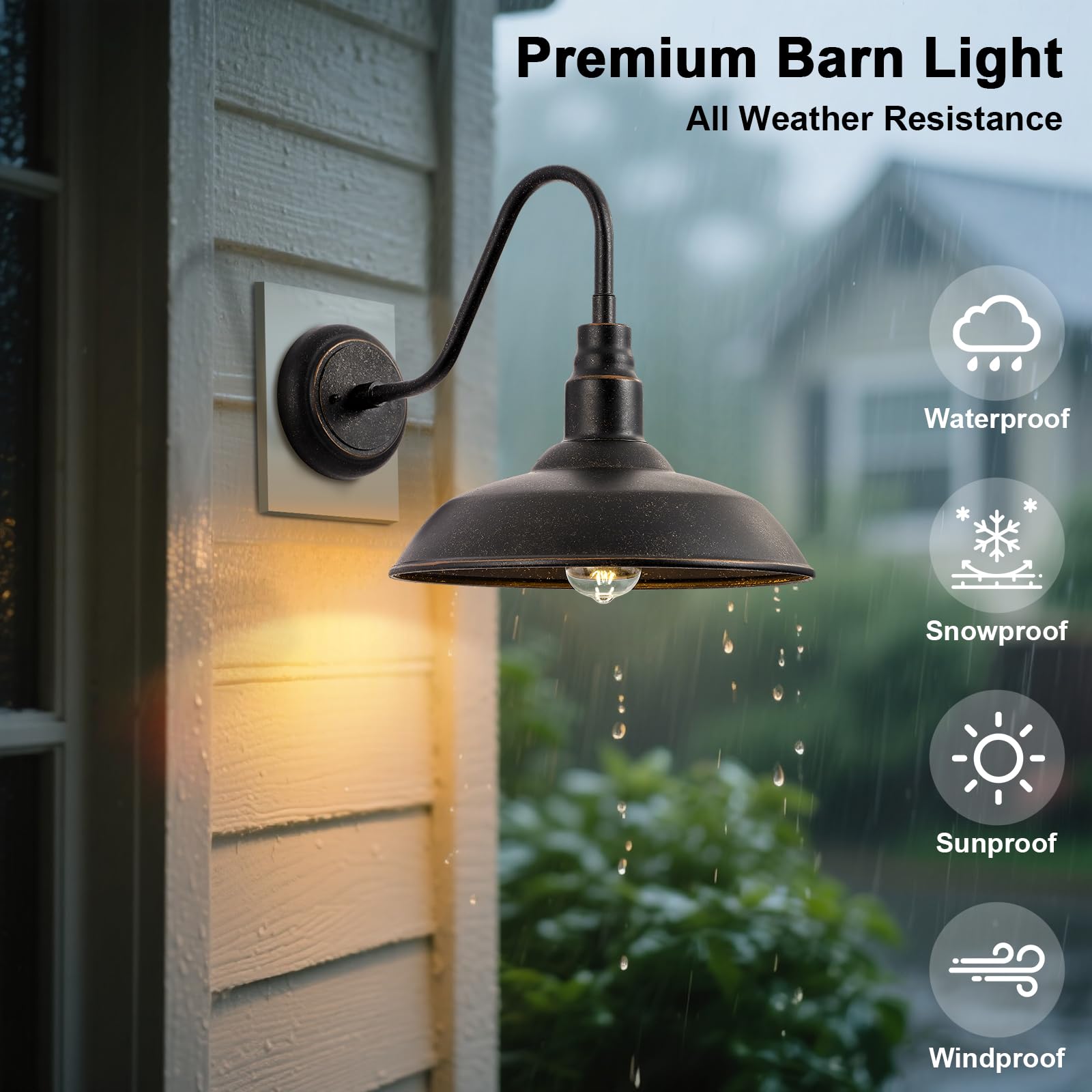 GOALPLUS Gooseneck Outdoor Light Fixture, 10" Dome, Bronze Metal, Model LM2201-BR-2P, 2 Pack Barn Light for Porch, Patio, Garage